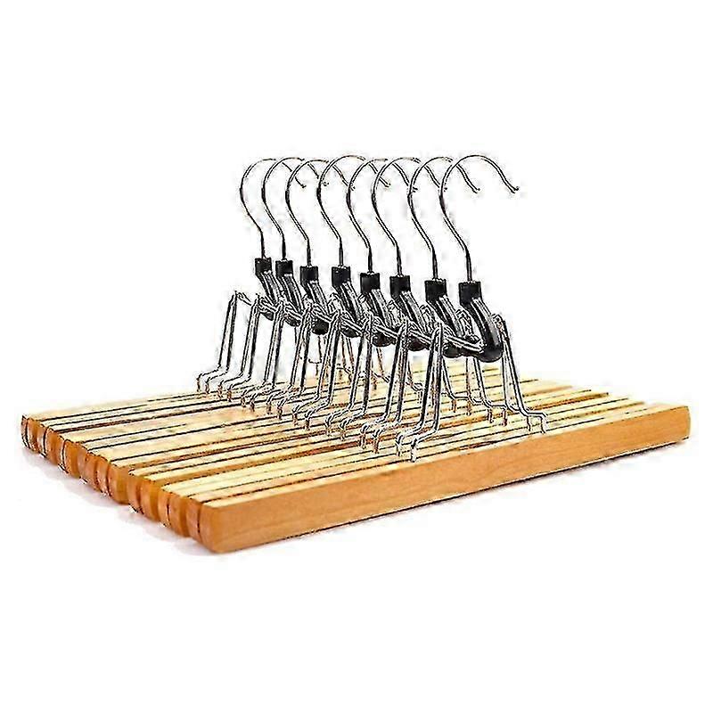 8 Piece Wooden Series Slack Hangers Non-slip Wood Pants Hangers With 360 Degree Rotation Anti-rust (haoyi)