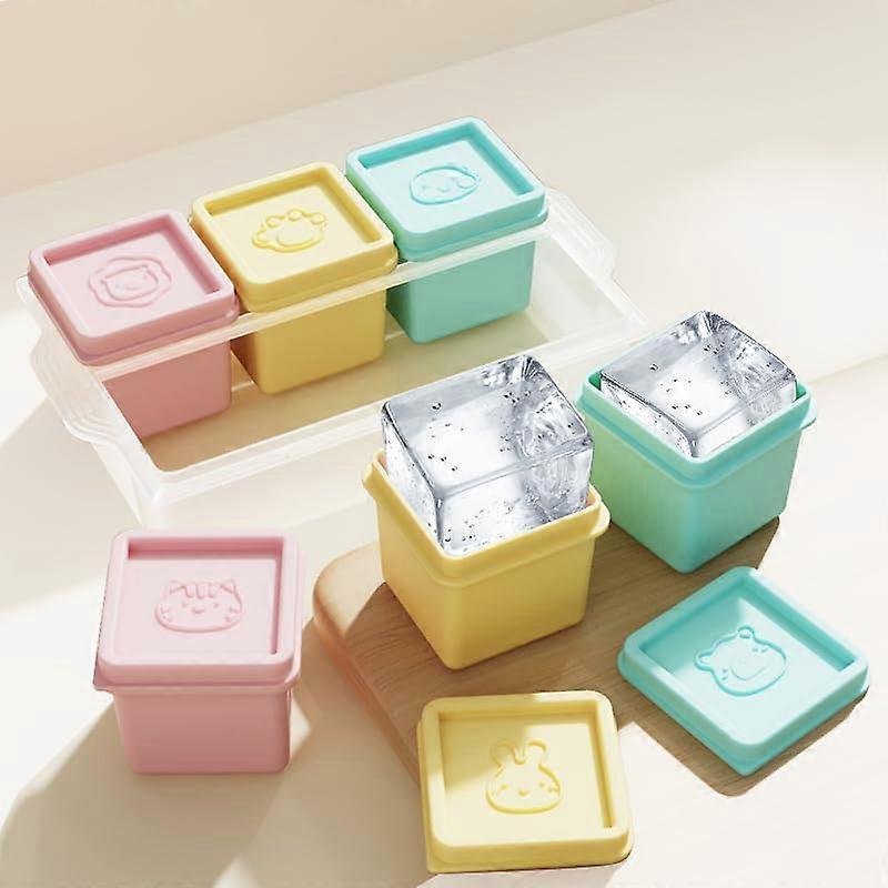 Silicone Freezer Molds 6 Pack, Large Reusable Ice Cube Trays with Lids, Individual Food Storage Containers