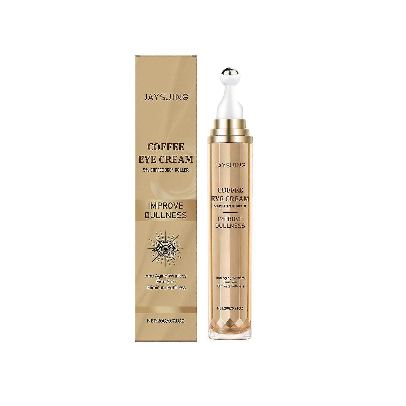 5% Caffeine Eye Cream, Under Eye Serum for Dark Circles, Puffiness & Wrinkles Fine Lines, Eye Roller Serum with 360 Massage Ball, Eye Treatment for Me