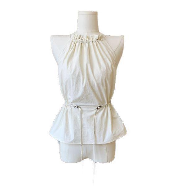 Women's Top Solid Color Belt Drawstring Hanging Neck Vest