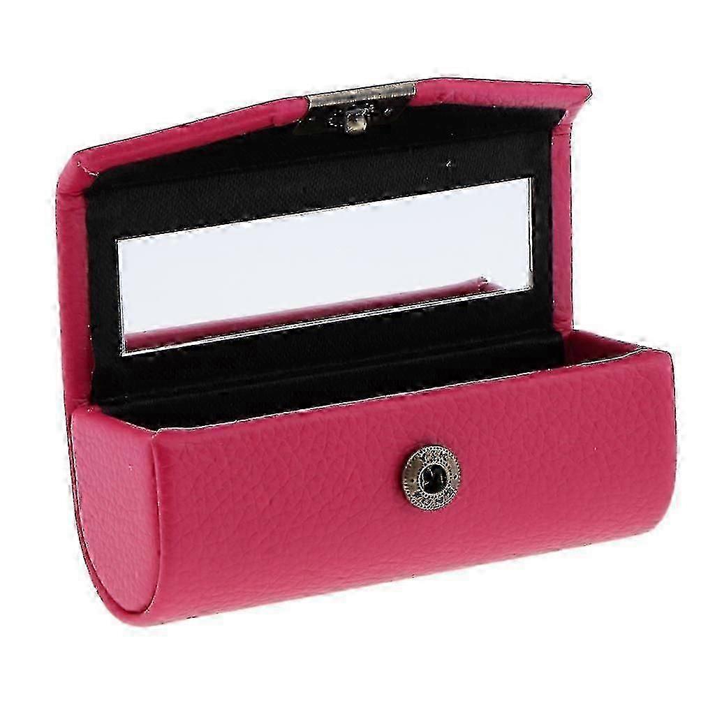 Leather Lipstick Case Holder Storage Box Mirror Purse Pocket Deep Green