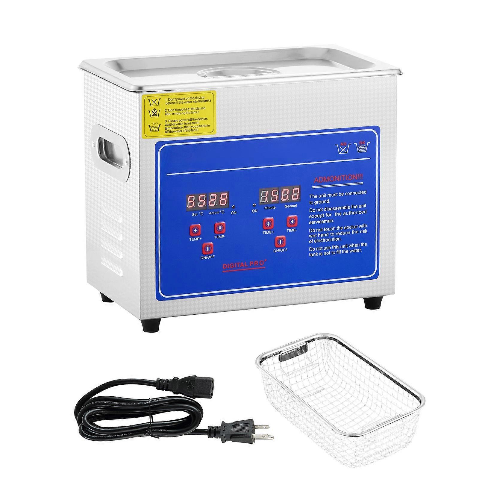 3L Digital Ultraljudsrengörare Badvärmare Timer Rostfritt Stål W / Korg