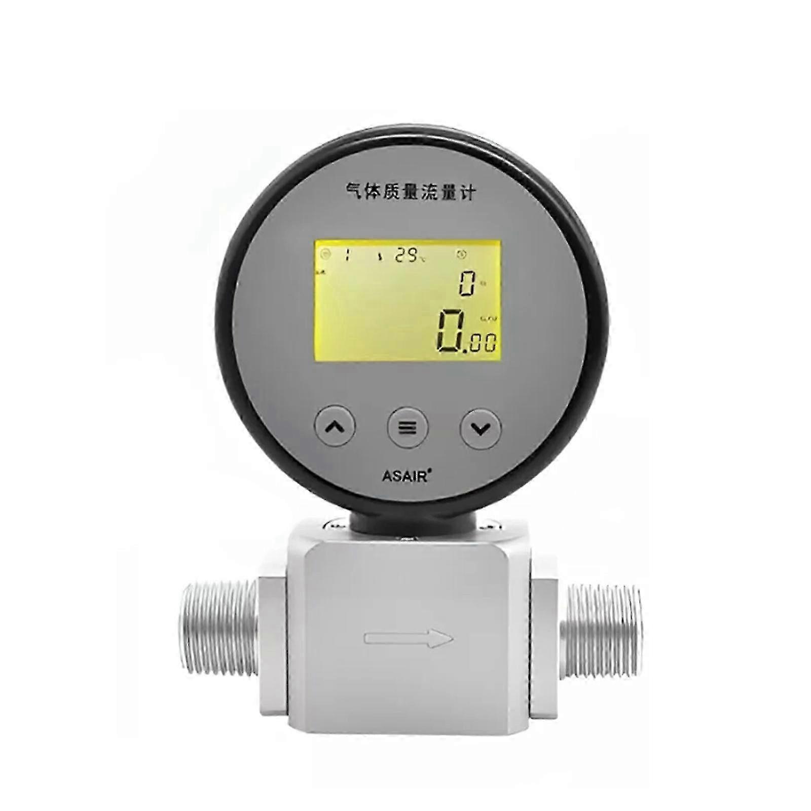 (0-25L Min) 50ml-300l Digital Gas Flow Meter Gas Mass Air Nitrogen Oxygen Flow Rate Meter 3v Js