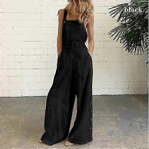 Dames Casual Wijde Pijpen Zijgesp Jumpsuit Overalls
