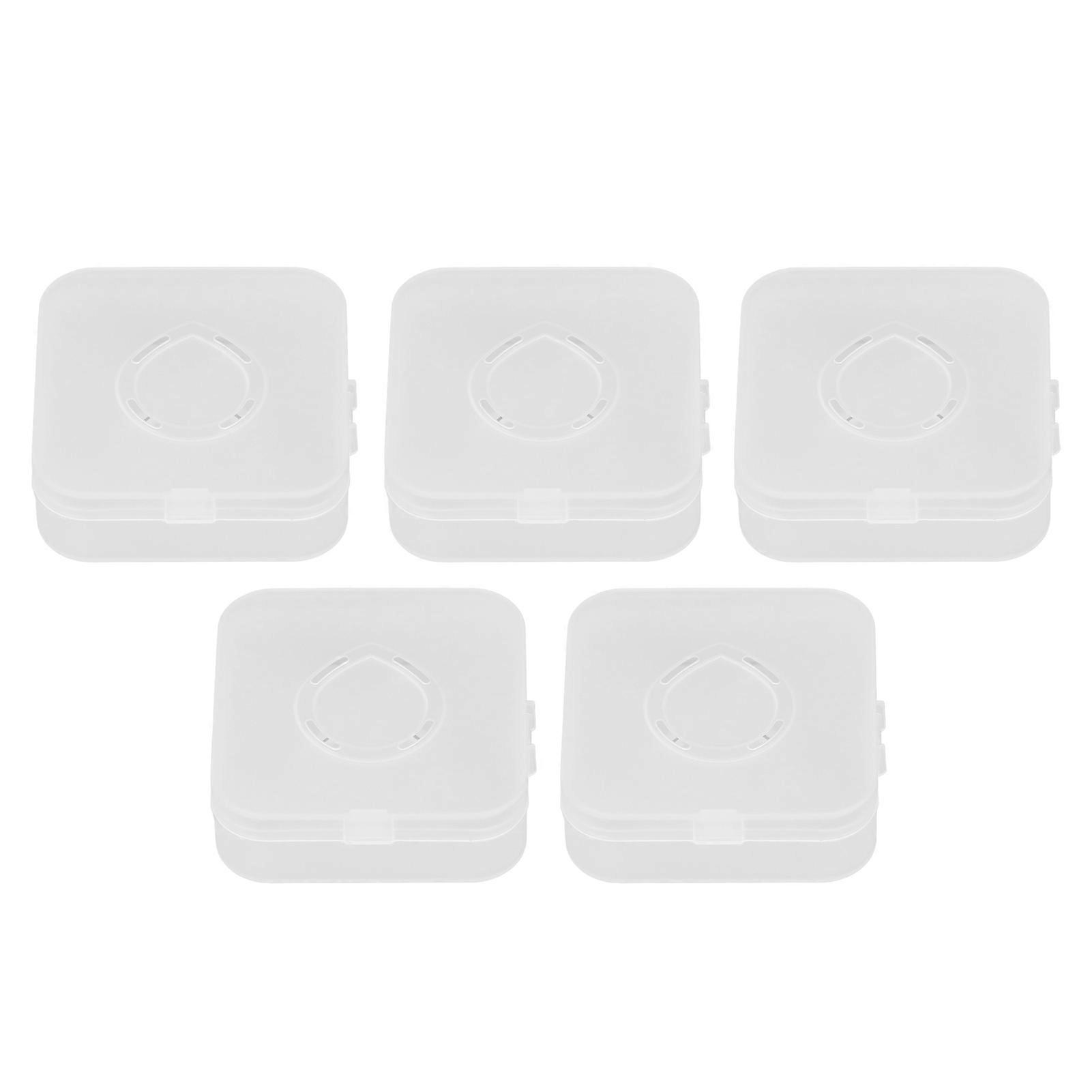 5pcs Powder Storage Box Holder Transparent White Breathable Dustproof Makeup Puff Container Case