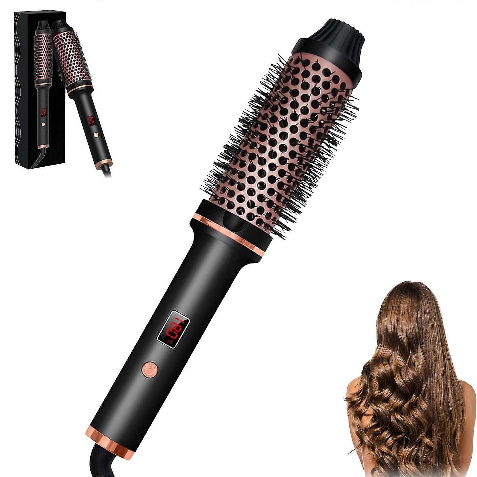 Thermal Brush 3-in-1 Negative Ion Hair Styling Tool with Adjustable Heat for Frizz-Free Waves Black