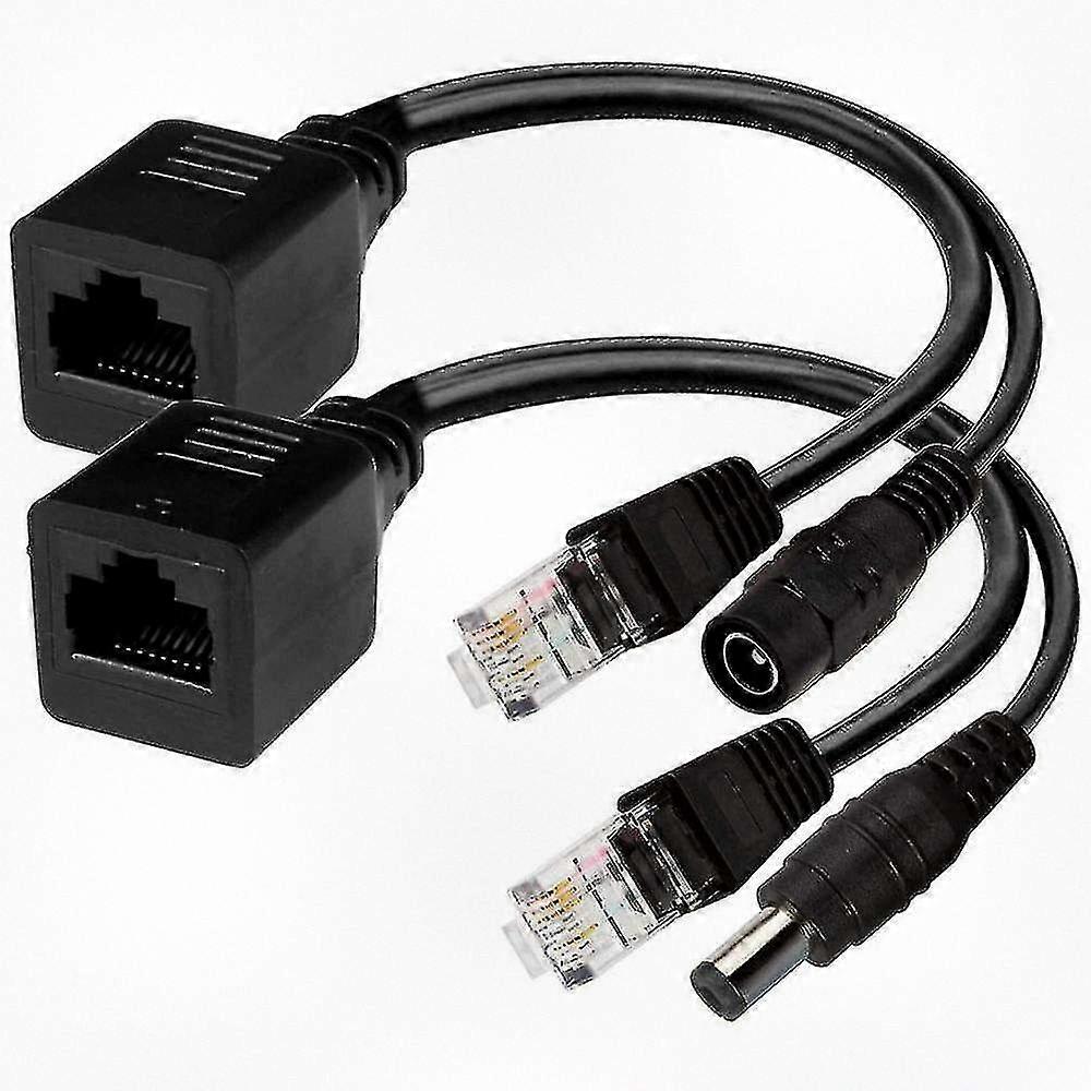 2 Pieces Passive PoE Injector and Splitter Set with DC Power Adapter Connector for Network Devices