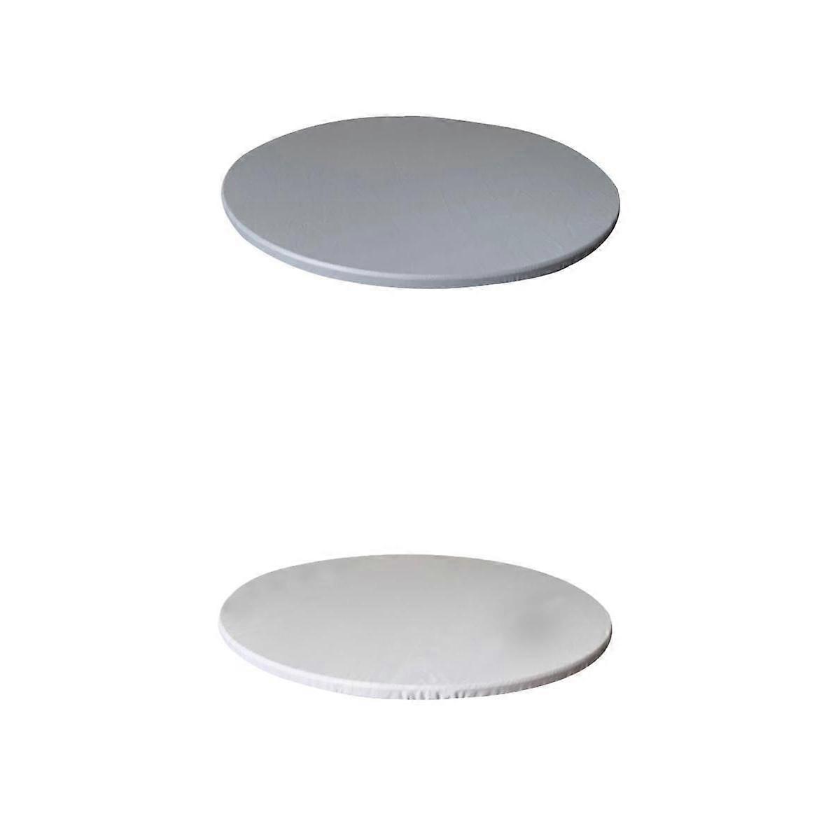 2x Waterproof Non- Round Fitted Tablecloth 120cm Gray White