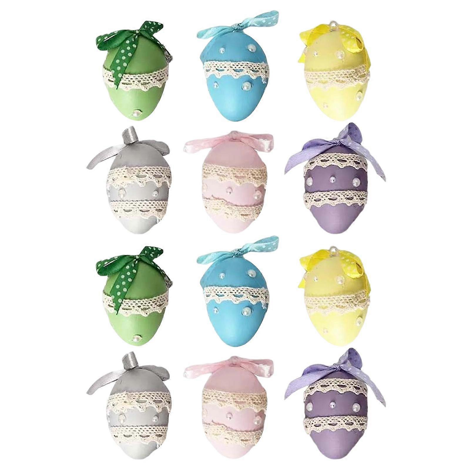 12Pcs Easter Eggs Toy Wedding Multicolor Festival 6cm Spring Christmas Tree