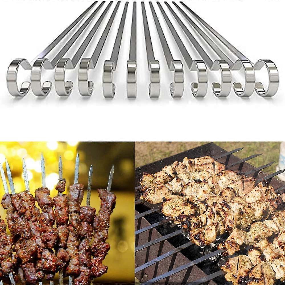 Ram Kebab Vegetable Skewers 12-Inch Flat Stainless Steel Skewers Set Of 12
