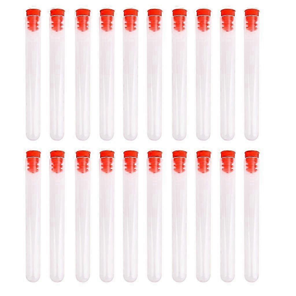 20pcs 78*13mm Non-Graduated Plastic Test Tubes Screw Red