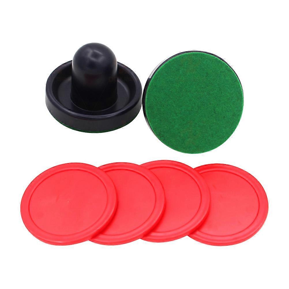 It sounds like you're referring to an **air hockey pucks and pushers set**—a common accessory for indoor air hockey tables. Here's a breakdown of