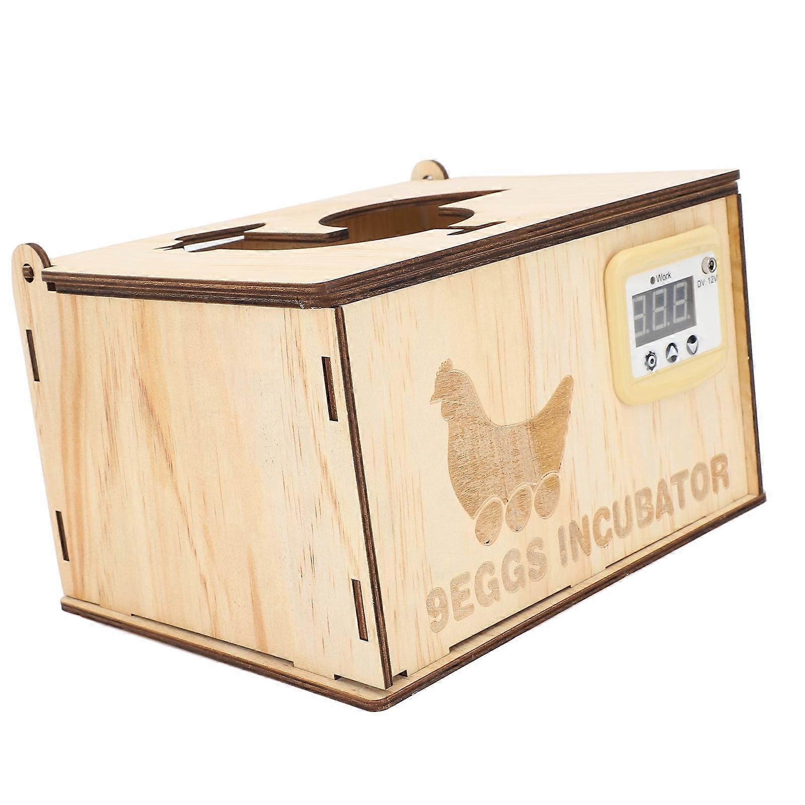 9 Egg Incubator Smart Pine Wood Efficient Thermostat Water Bed Hatching Machine