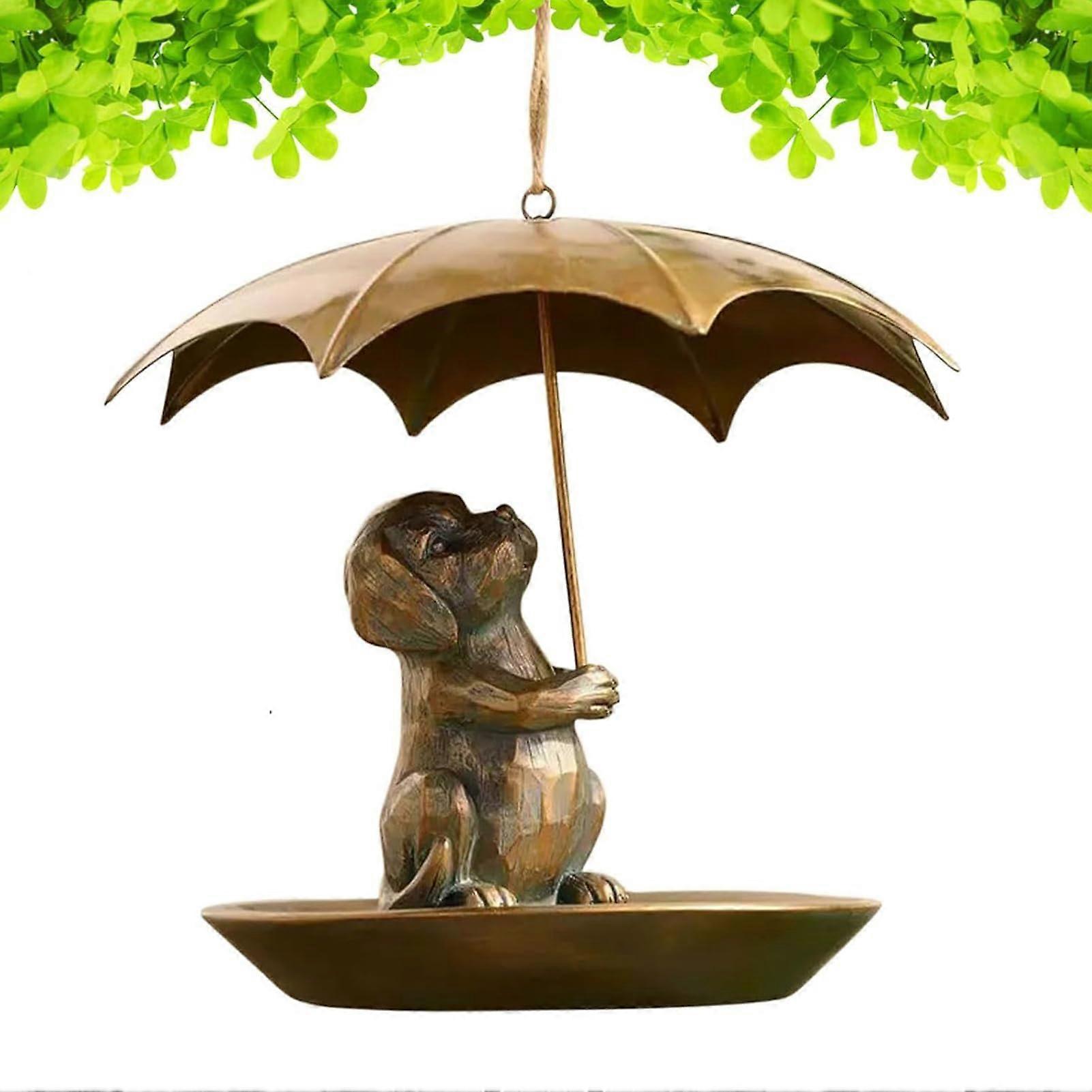 Animal Squirrel Bird House with Umbrella, Squirrel Holding Umbrella Bird Feeder Ladder