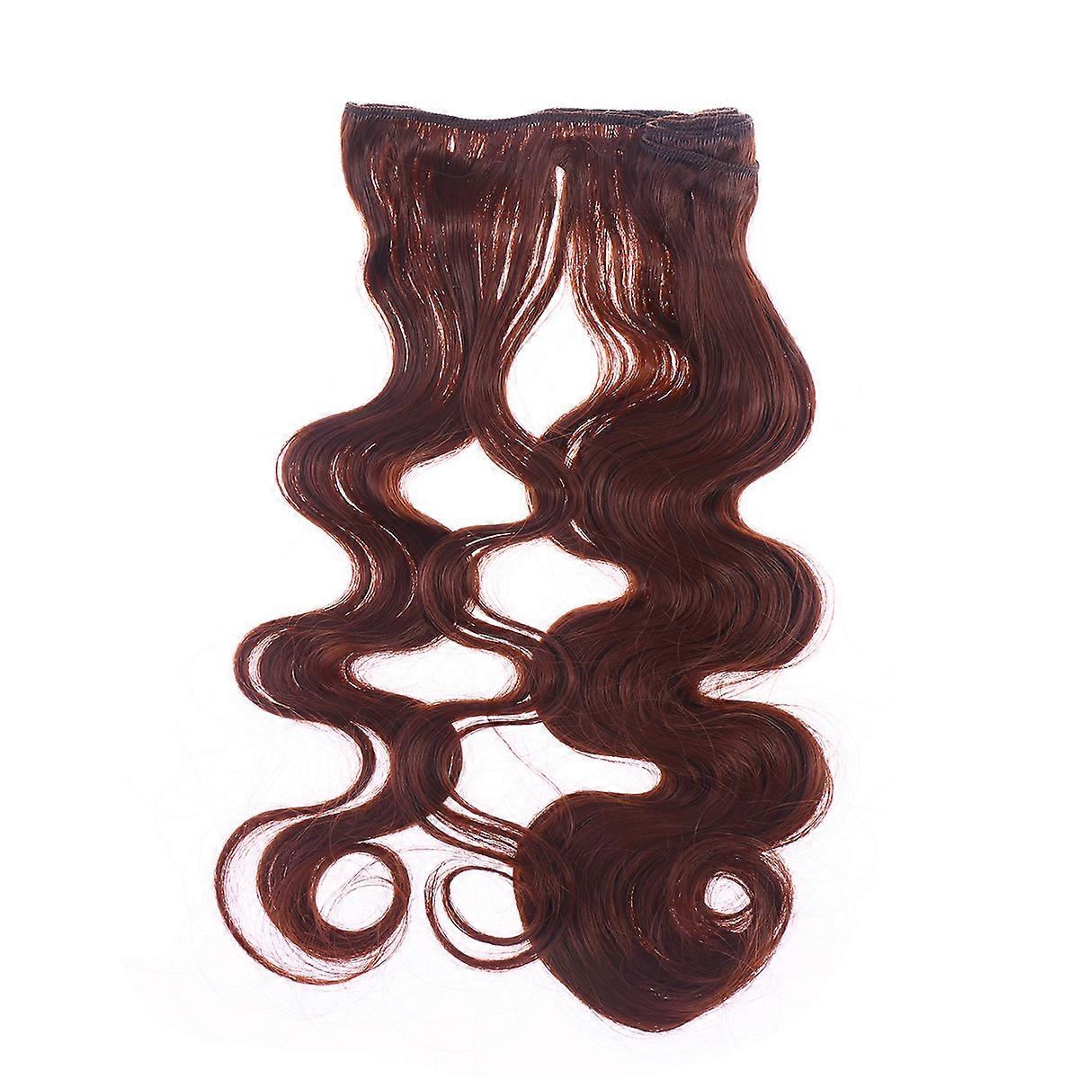 Synthetic Hair Extensions Body Wave Weft Everyday Use 16 Inches Brown Straightenable 3Pack