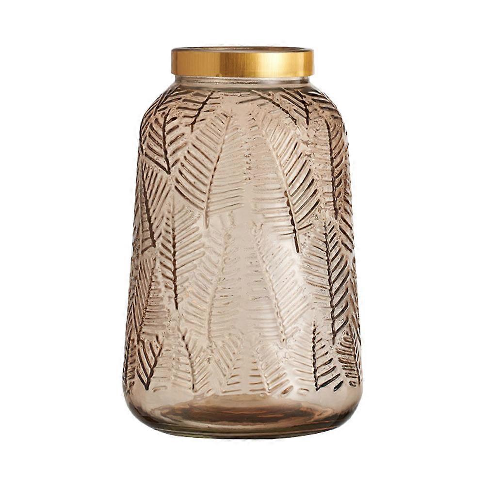 Leaf Texture Glass Vase for Decor Coffee Color 1pc Practical Flower Arrangement Container