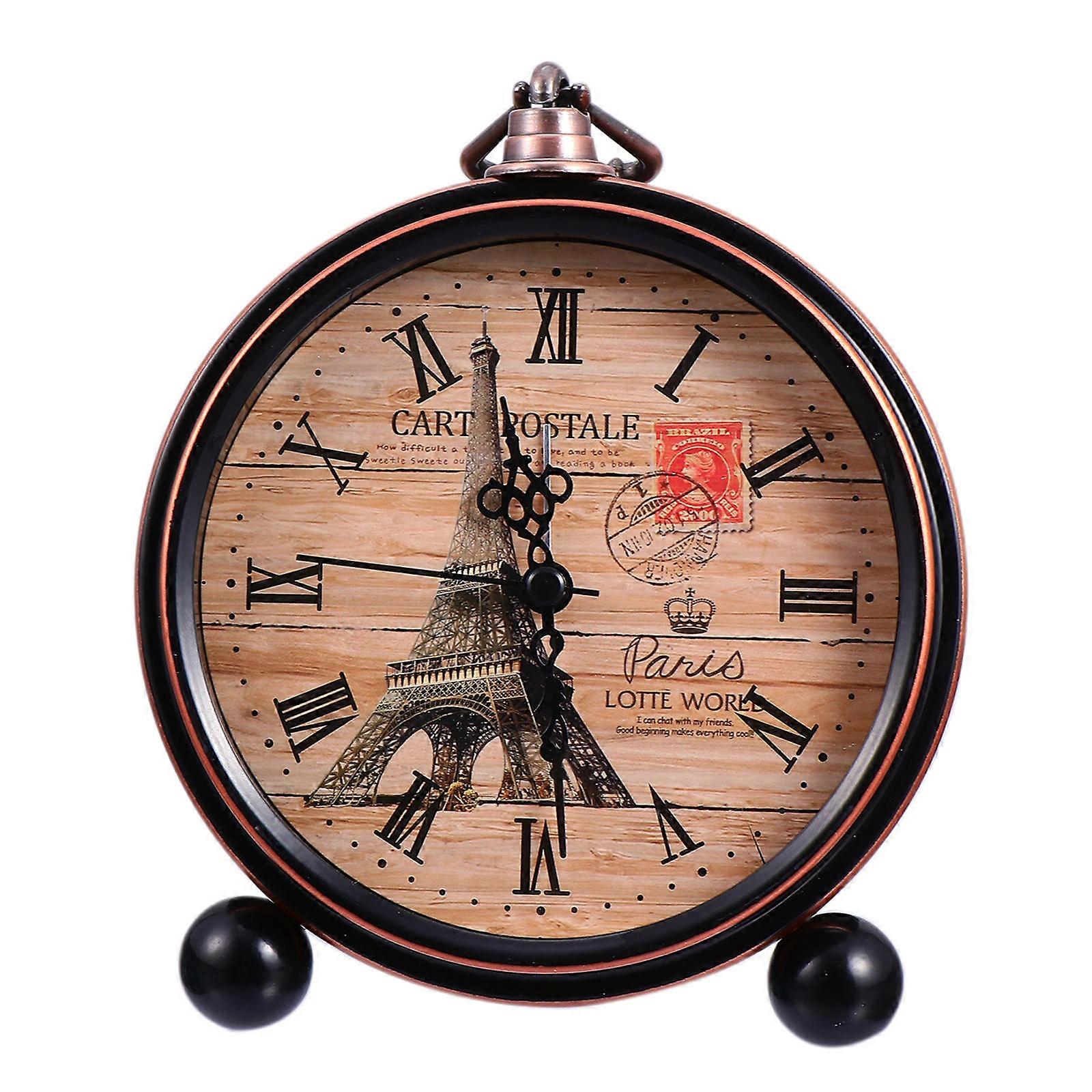 Vintage Style Alarm Clock with Silent Non Ticking Movement for Home Decor – Unique Tabletop Design for Bedroom and Living Room Use