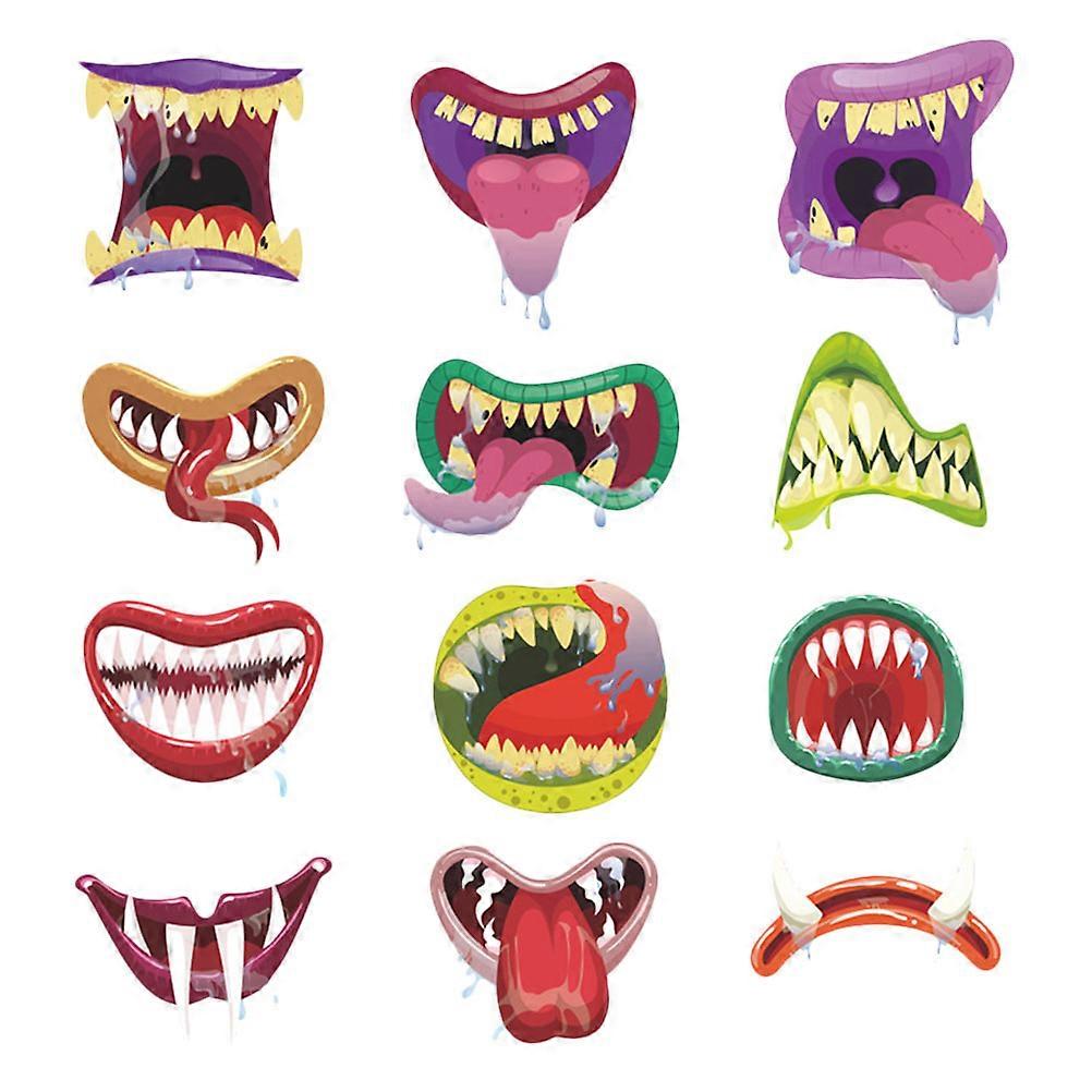 Unique Wall Sticker Mouth Shape Luminous Halloween Party Home Decoration 30x2cm PVC 1Set