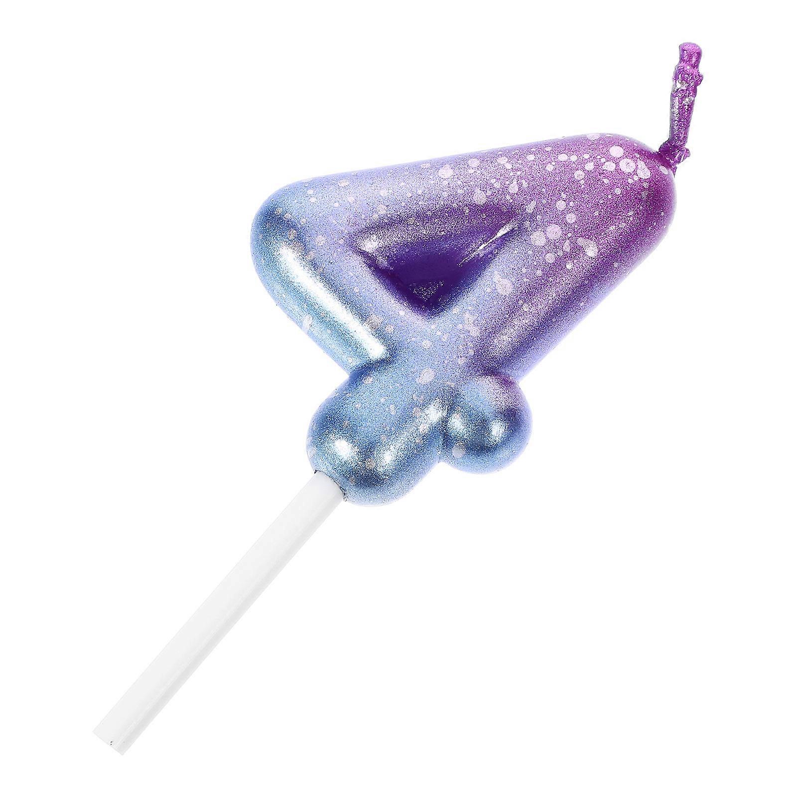 Birthday Number Candles Gradient Purple to Blue Birthday Party Supply Cake Decoration Number 4 Shape 1Pack