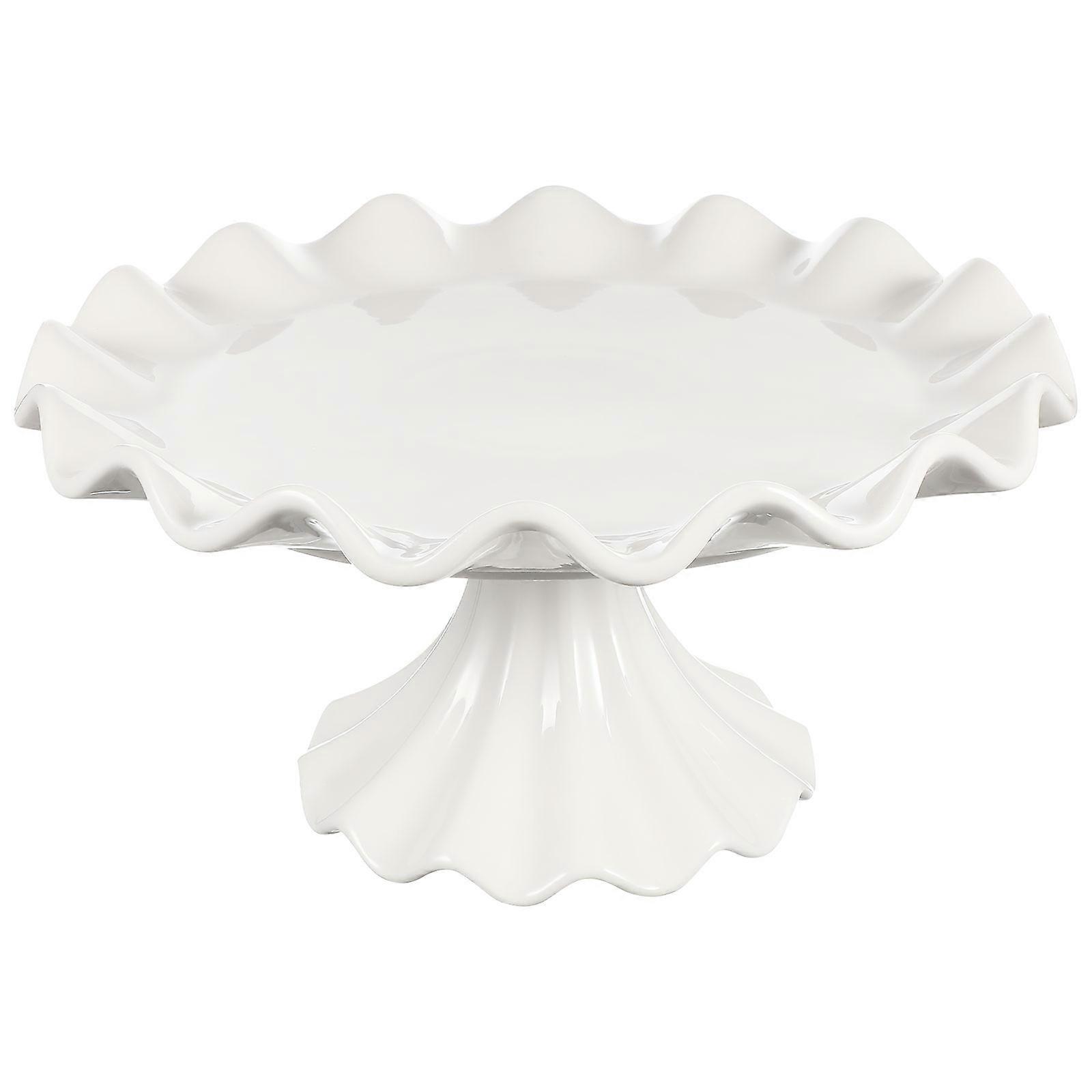 Footed Round Tray Ceramic Cake Holder Display Cakes Dining Table Various Occasions 1Pack