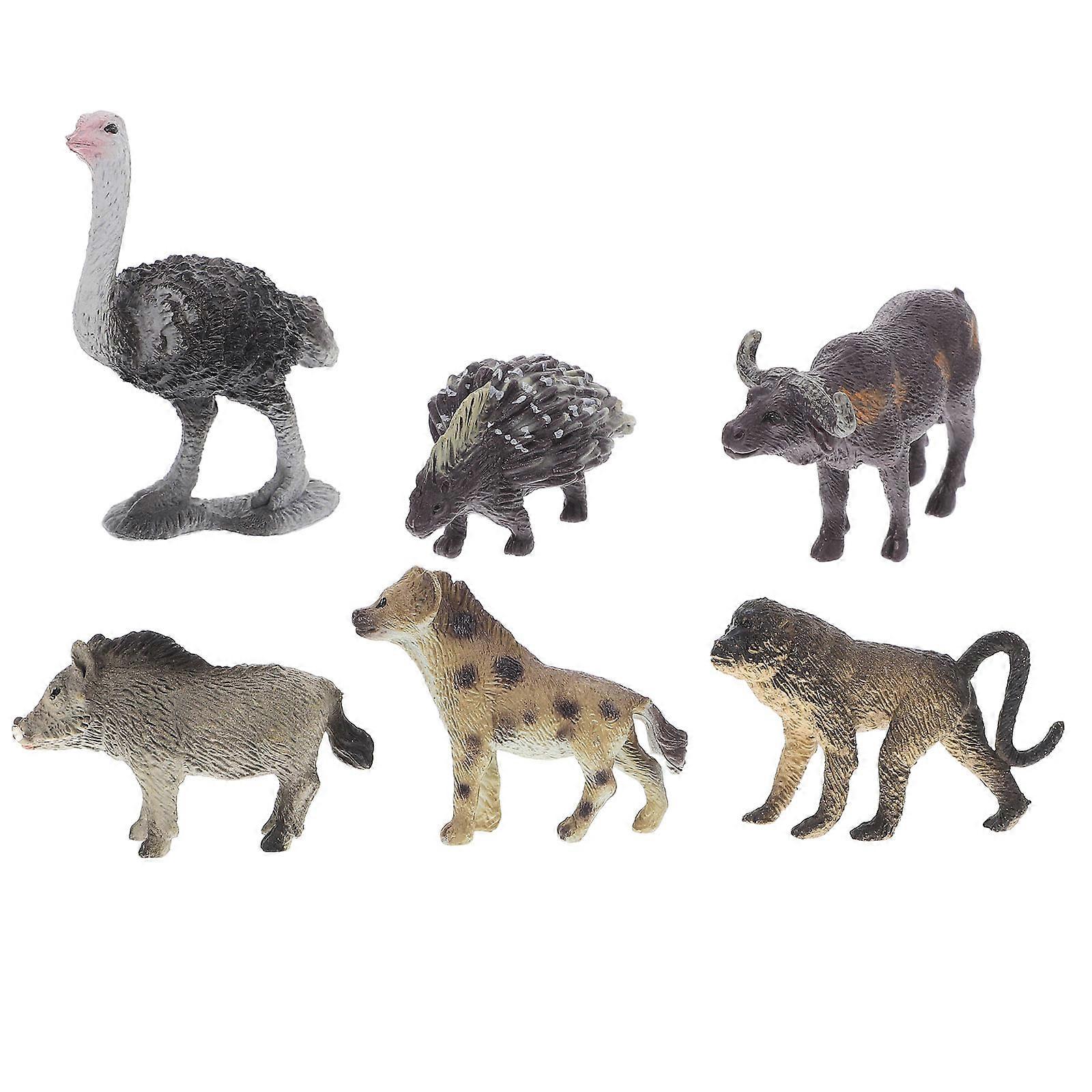 6pcs Mini African Animal Figurines Resin Realistic Wildlife Models for DIY Crafts Desk Decor Sturdy Solid Resin Creative Miniature Decorations for