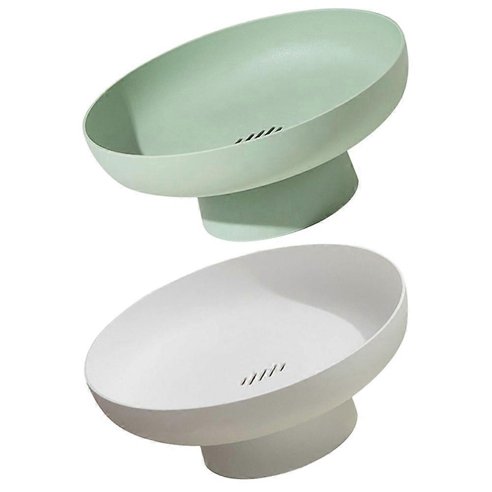 Fruit Stand For Kitchen Wear-Resistant Cake Tray Round High Feet PP 26.5X26.5X10.5CM Food Display 2Pcs