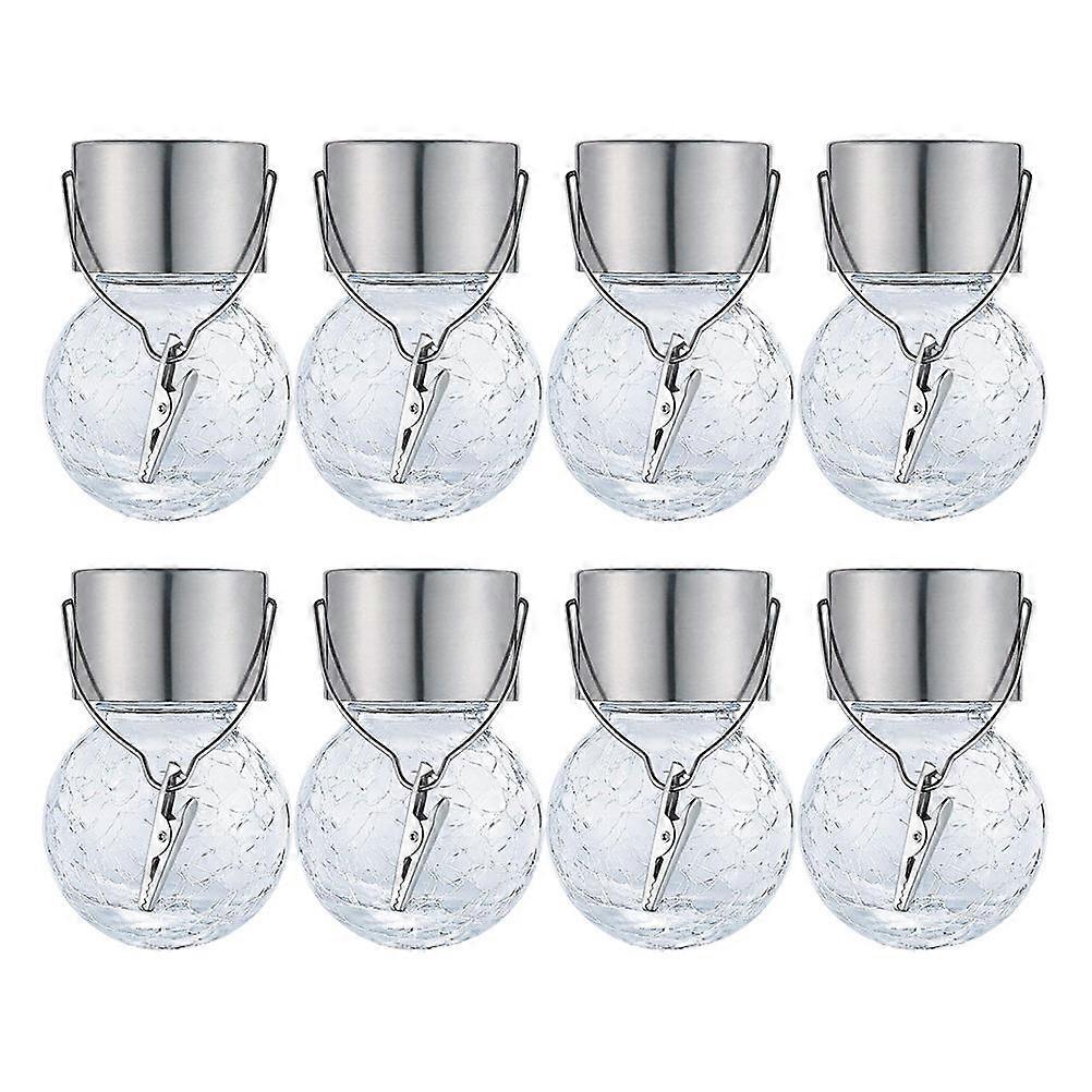 Crackle Ball Light Solar Powered Hanging Lamp For Deck And Pool 8Pcs