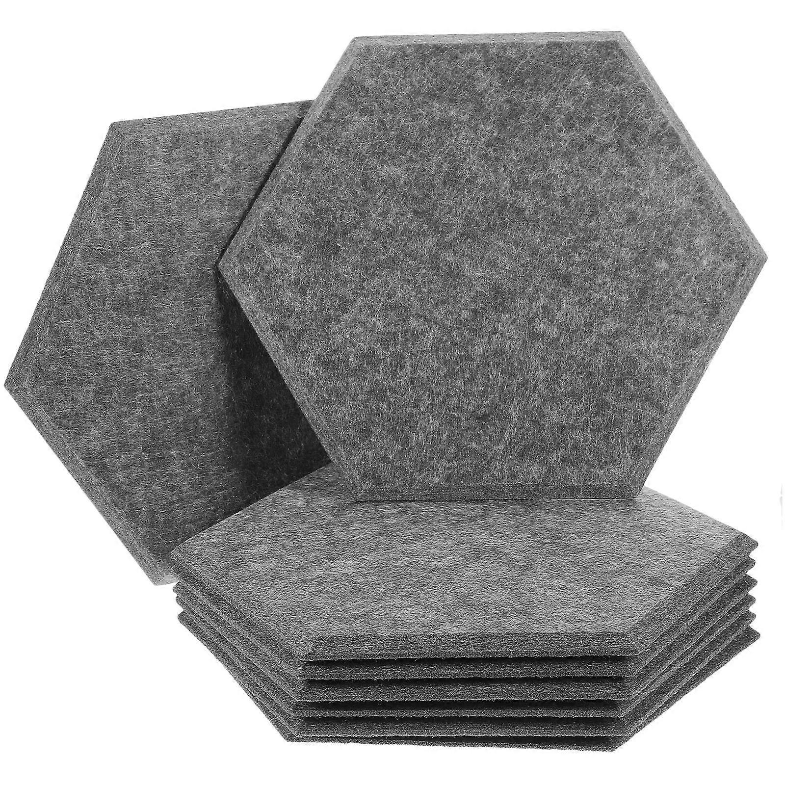 8pcs Hexagonal Sound Absorbing Panels Acoustic Felt Tiles for Noise Reduction Modern Design Deep Grey for Home Office