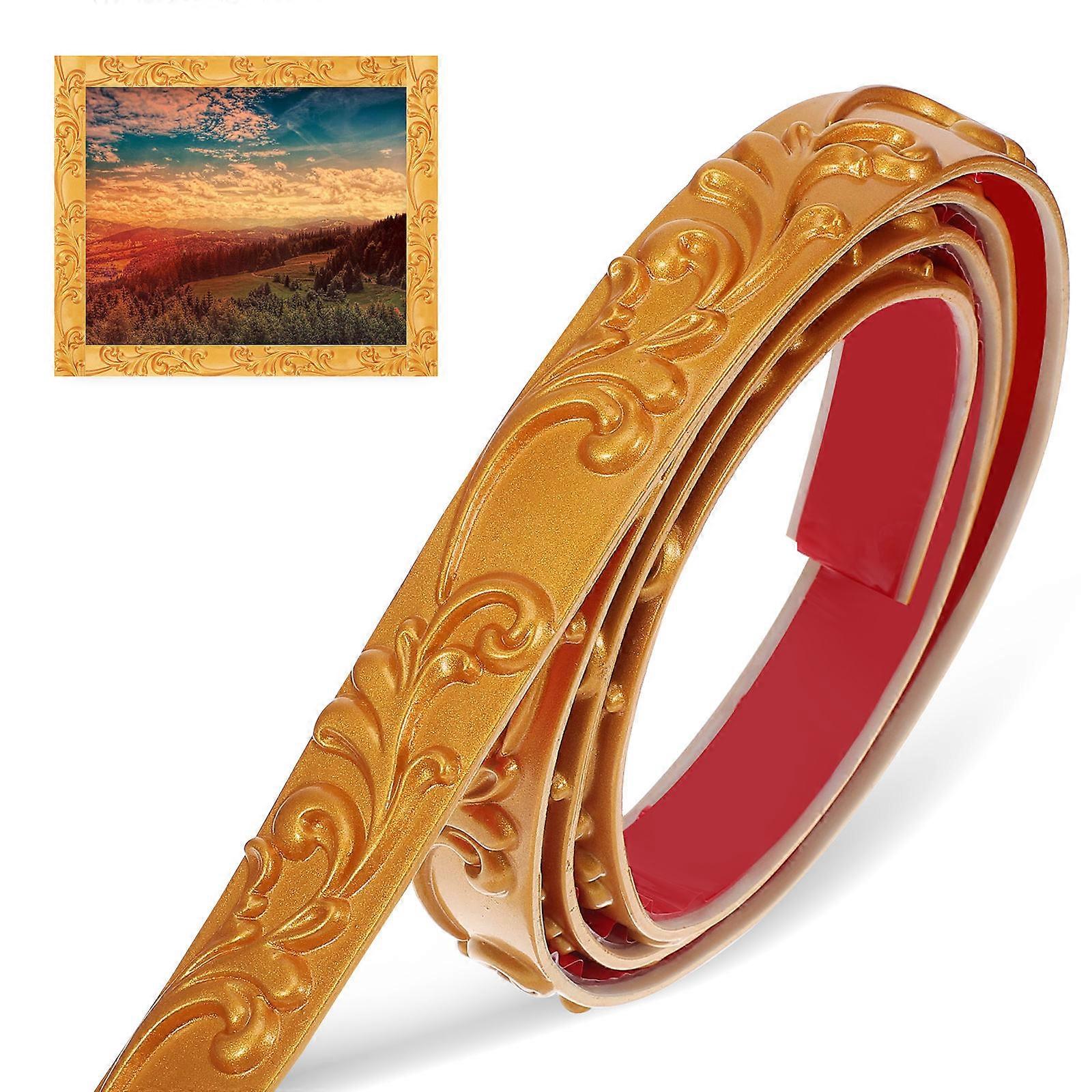 Self Adhesive Wall Trim Molding For Home Decoration Elegant Design 5m Roll Gold Color