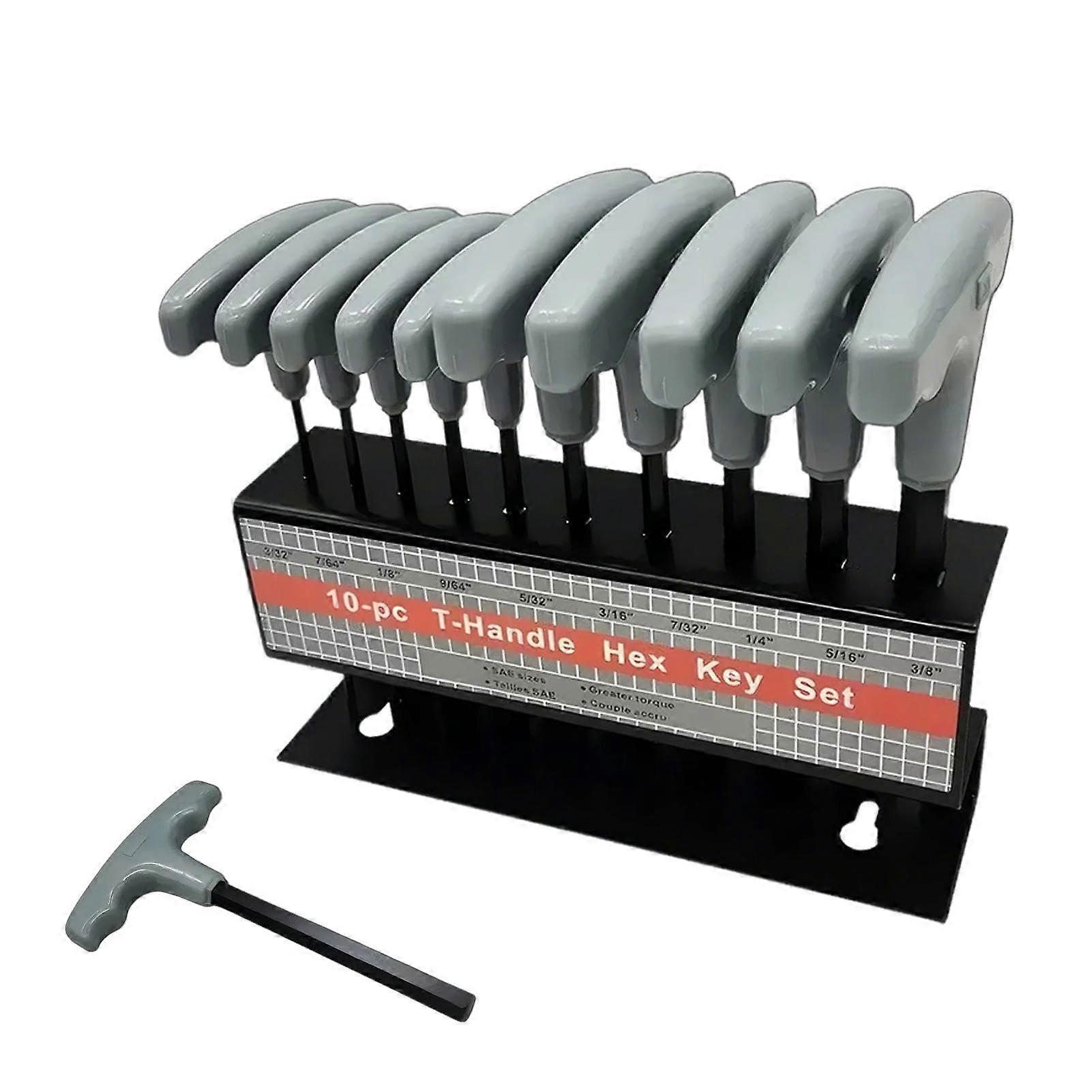 Allen Wrenches Set Ball End Hex Keys T-Handle Hex Wrenches Metric 10-Piece Precision Machined Tips Gray For Home Car