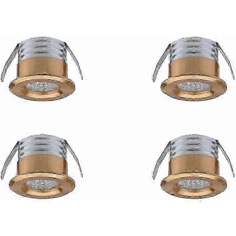 Set of 4 Mini LED Recessed Spots, 3W, Neutral Light, Gold Trim