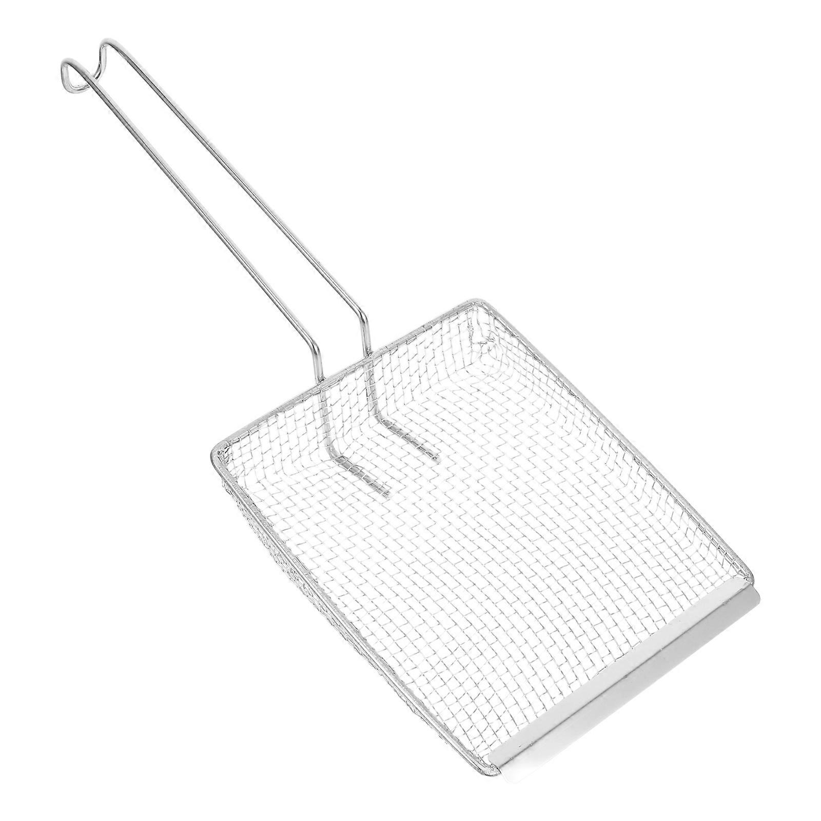 Ergonomic Stainless Steel Fry Scoop with Non Slip Handle, Durable Oil Strainer Spoon for Filtering Residue When Frying Chicken, French Fries, and