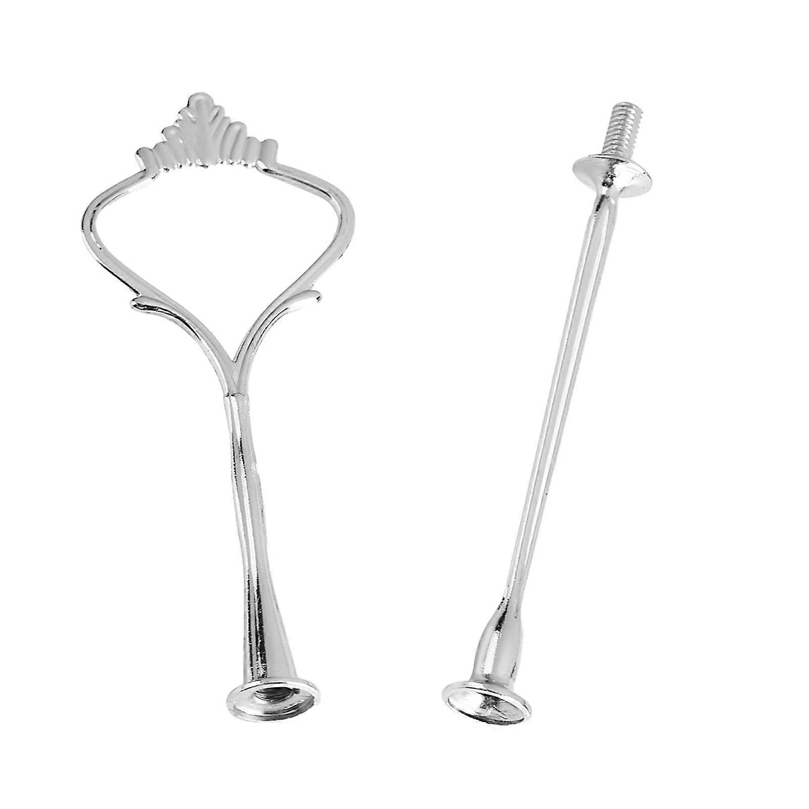 Multi-tiered cake stand with handle and fruit plate holder (2 tiers, silver crown)