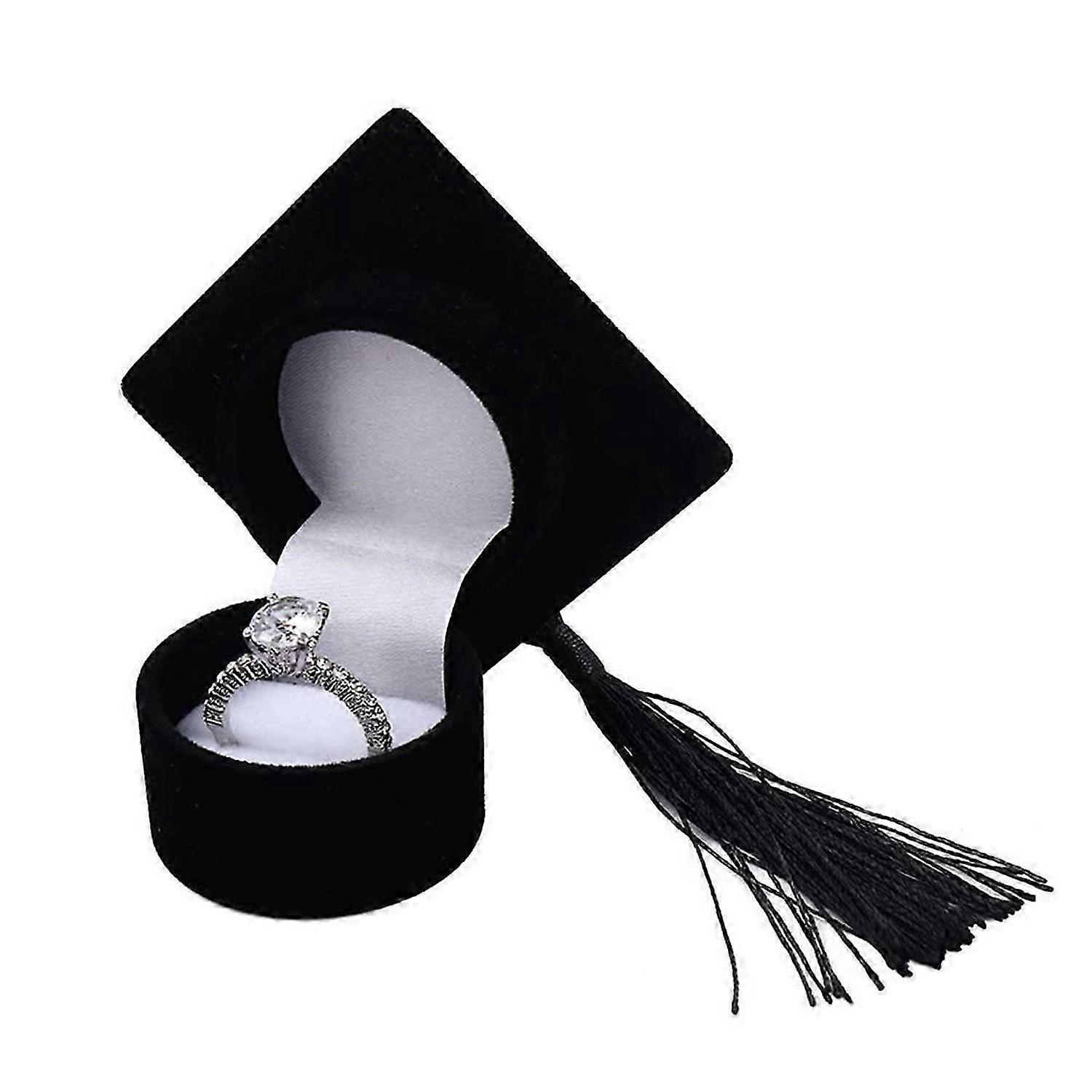 6PCS Mini Ring Box Graduation Cap Ring Box Bachelor Cap Ring Box Velvet Graduation Hat Ring Box Sing