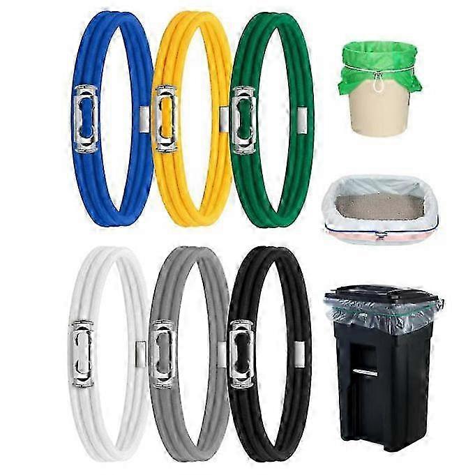 6-Pack Adjustable Elastic Rubber Bands for Litter Box & Kitchen Trash Bins