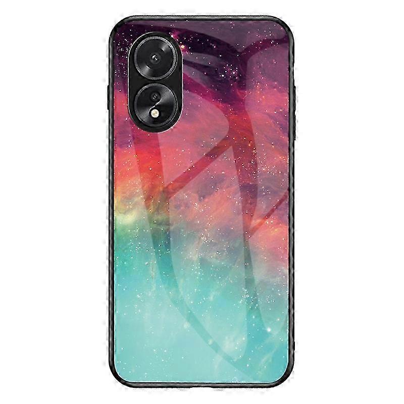 For Compatible Brand A38 4G Case Tempered Glass+PC+TPU Starry Sky Pattern Cover