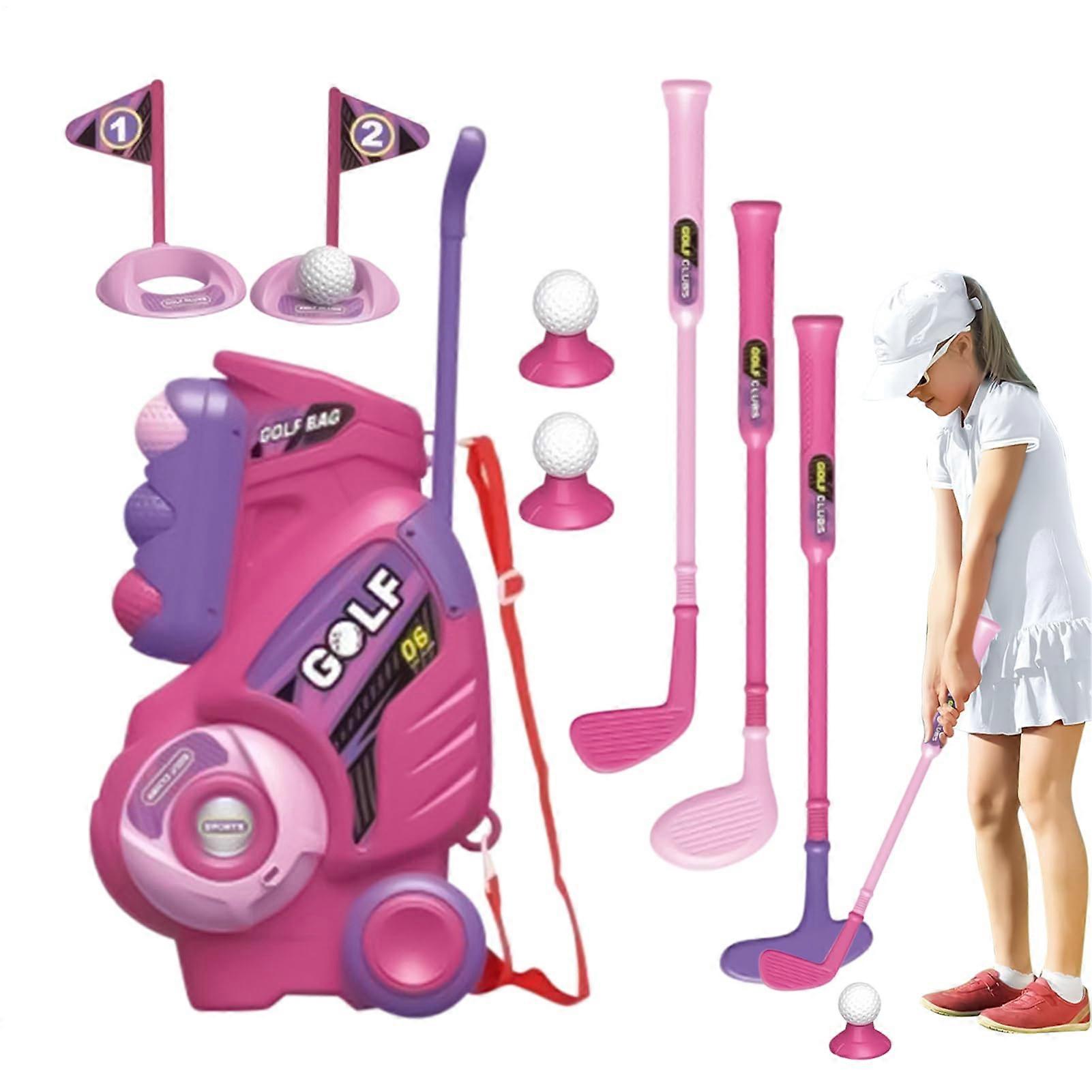 35歳の幼児のためのポータブルゴルフセット屋内/屋外用の子供の学習玩具芝生、庭、クリスマスギフト(ピンク)