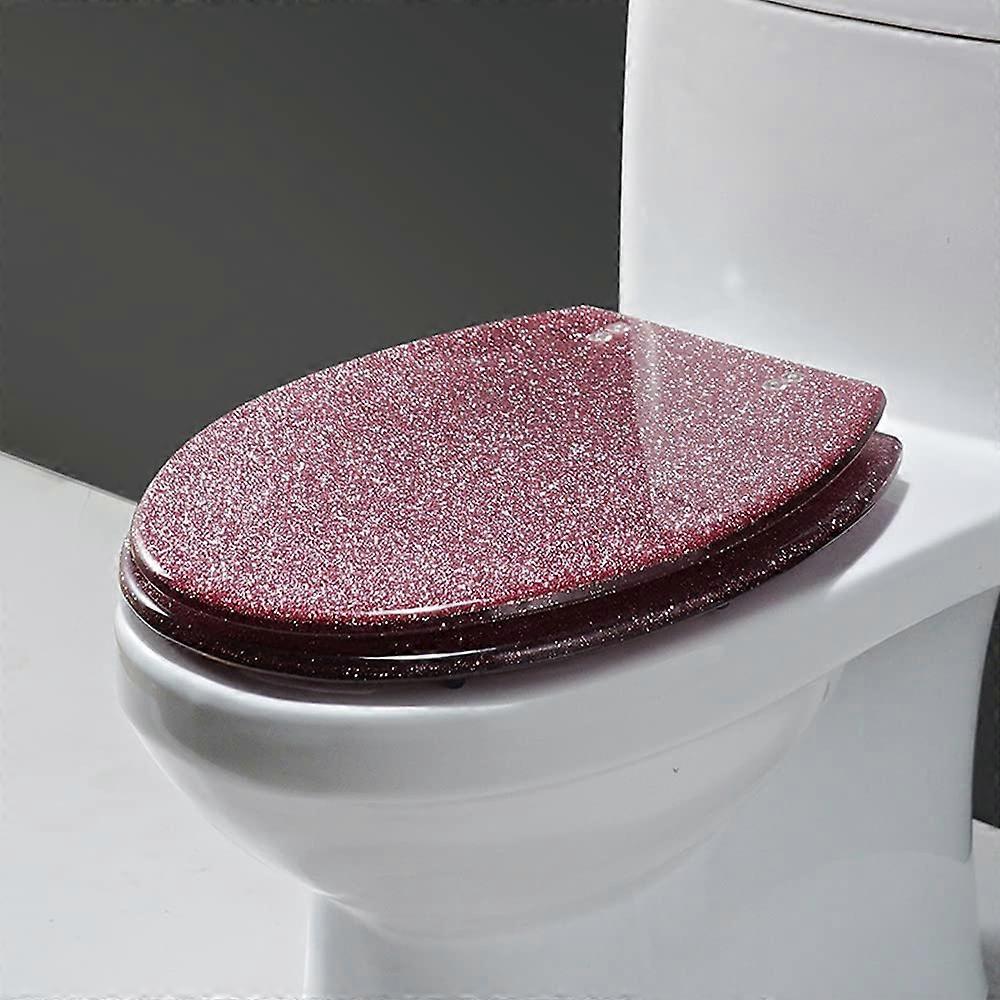 Glitter Resin Toilet Seat Soft-Close Easy Installation Easy Cleaning Round Or Oval Shape Color Gold Silver Black Pink