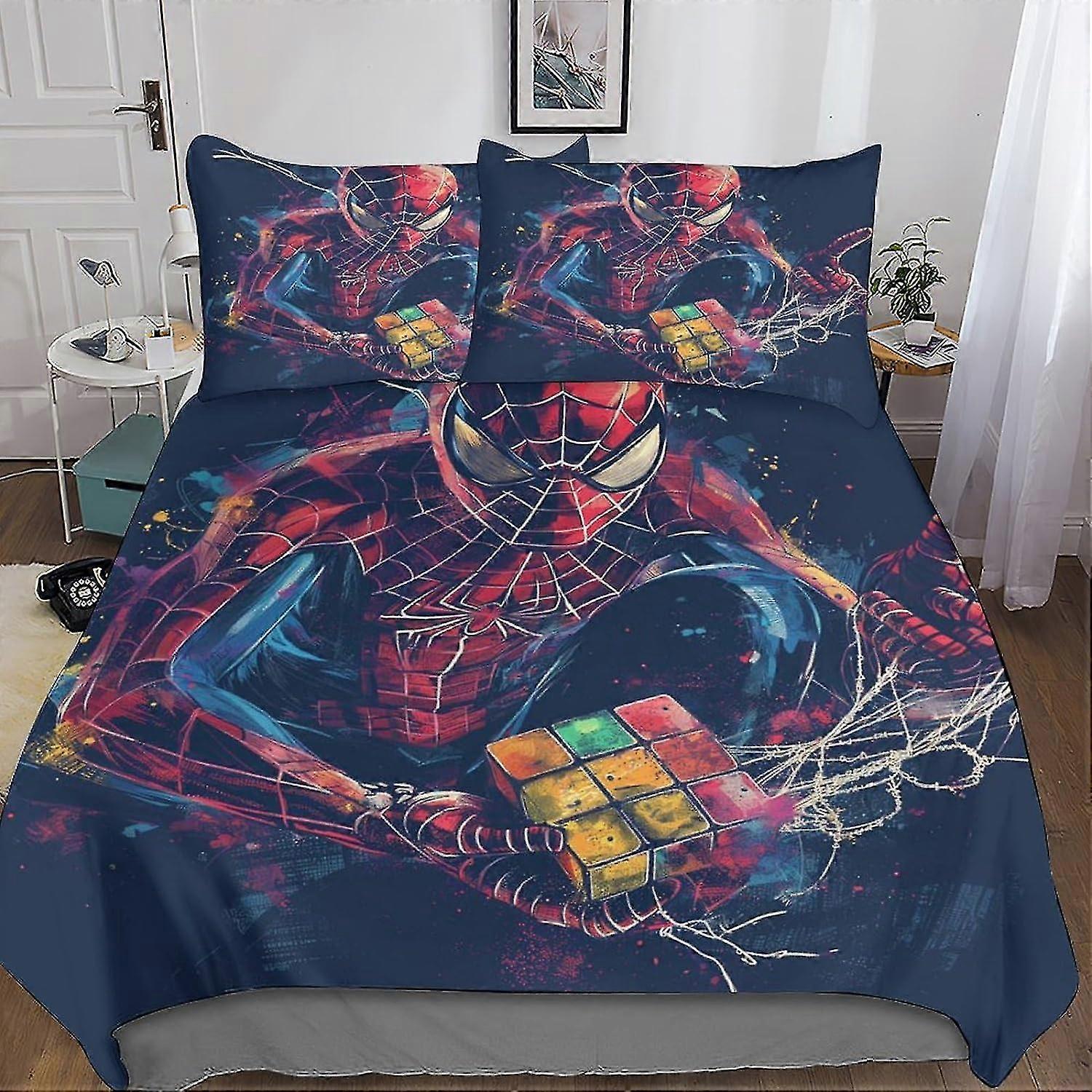 Cool Spider Man Captivating 3D Print Duvet Cover Set with Hidden Zipper Closure - Ultra-Soft Microfiber Movies Bedding, Complete 3-Piece Set