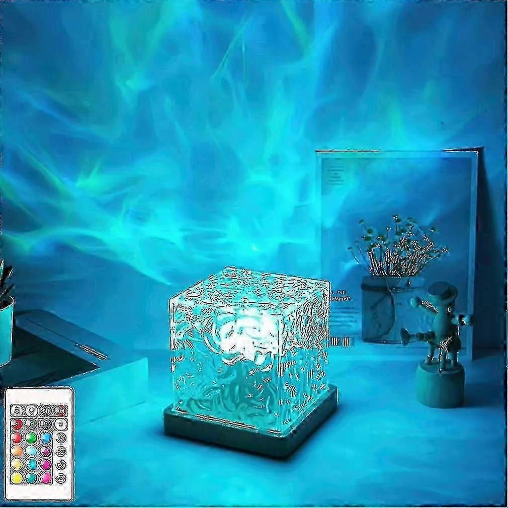 Lampada celeste, lampada a cubo con aurora boreale, 16 colori a onda con telecomando, ricaricabile