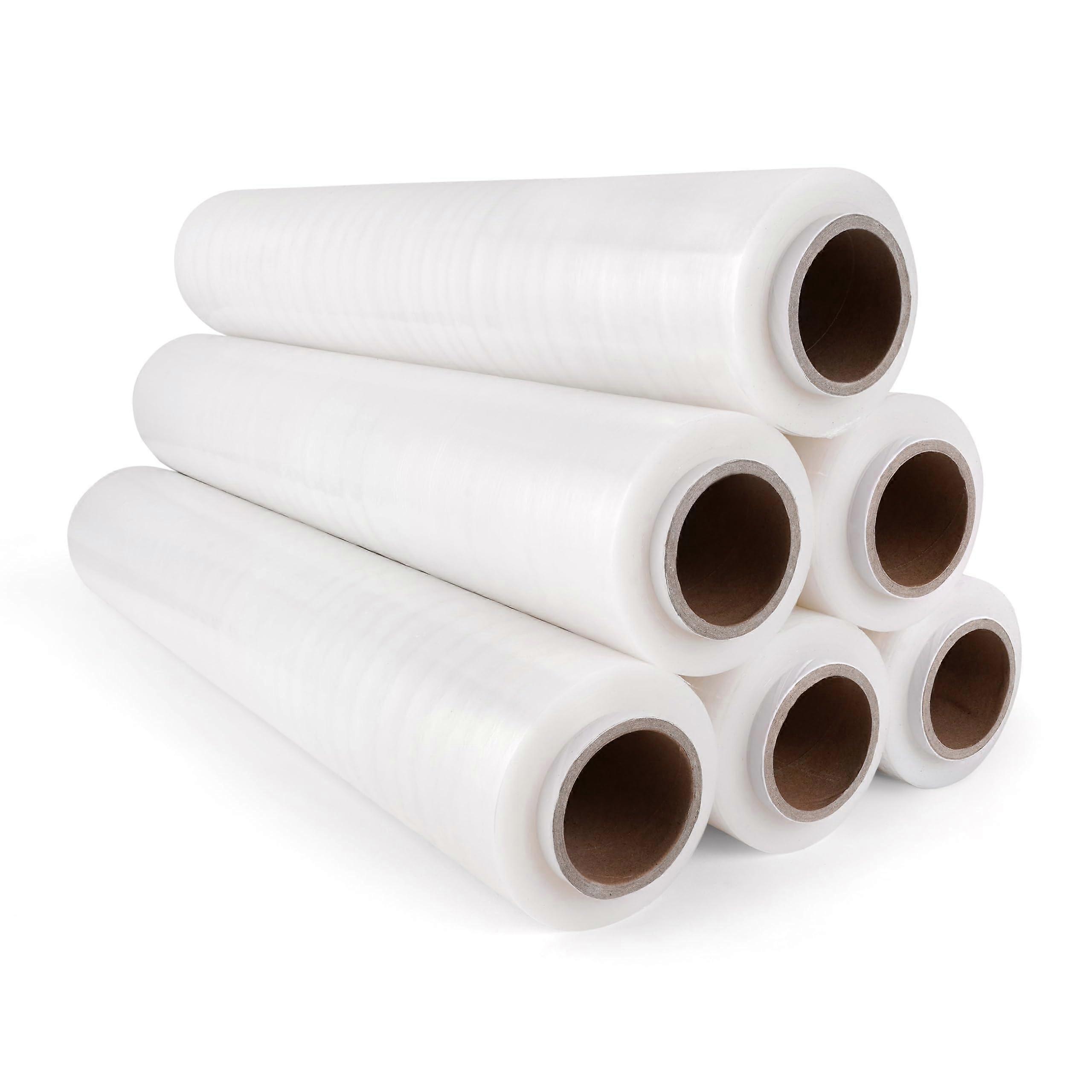 Stretch Film Transparent Wrap, 50 cm x 2.5 kg, 6 Rolls for Furniture Moving, Pallet Packaging, Hand Stretch Film