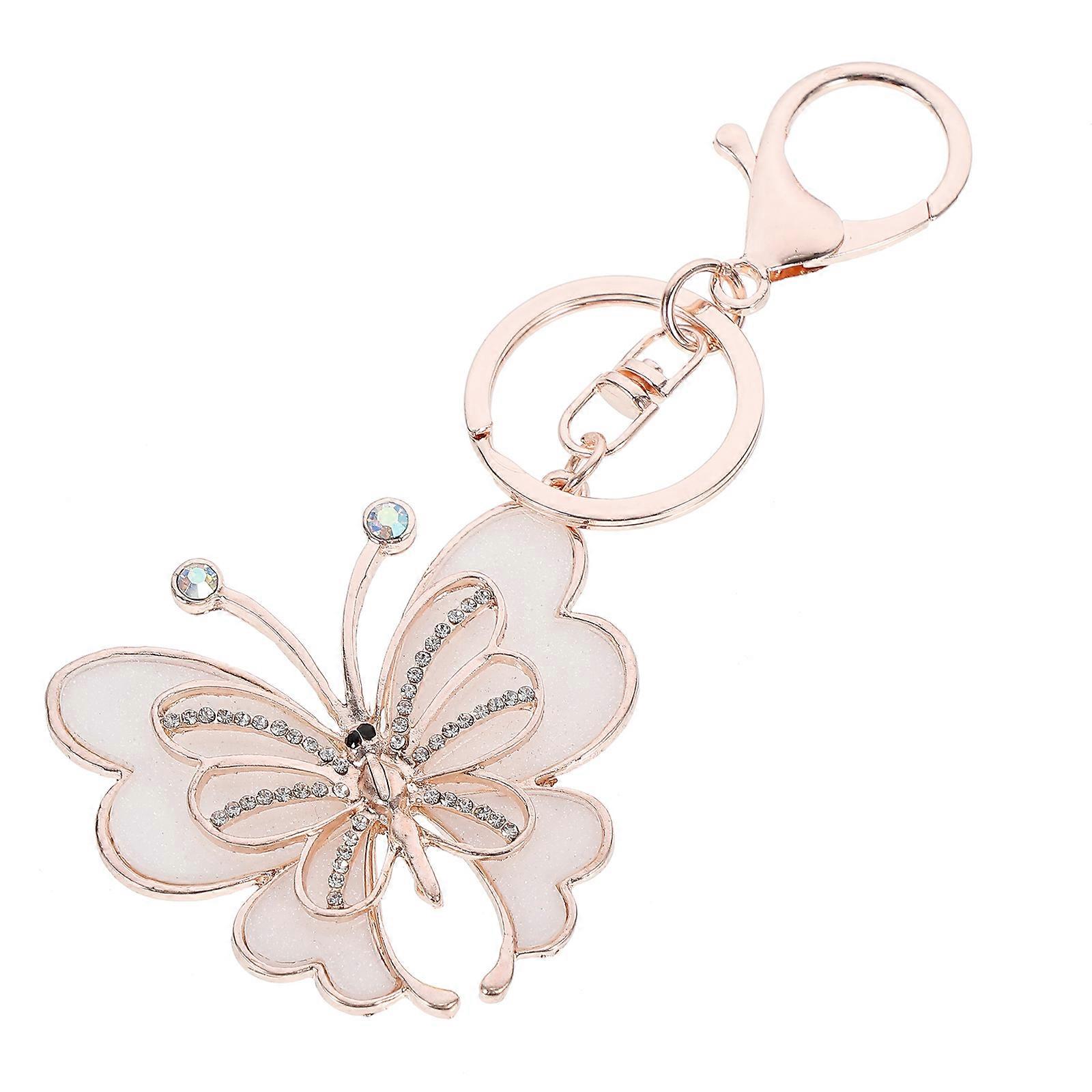 Butterflies Key Chain Alloy Key Pendant for Decor Pink Design