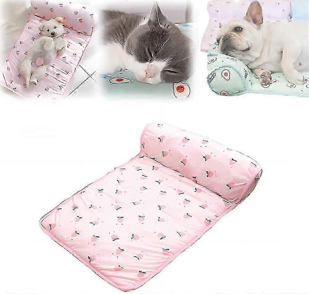 Kjøleseng for katter / hunder, Summer Pet Cooling Mat laget av issilke, vaskbar issilke kjølematte, kjøleteppe for kjæledyr