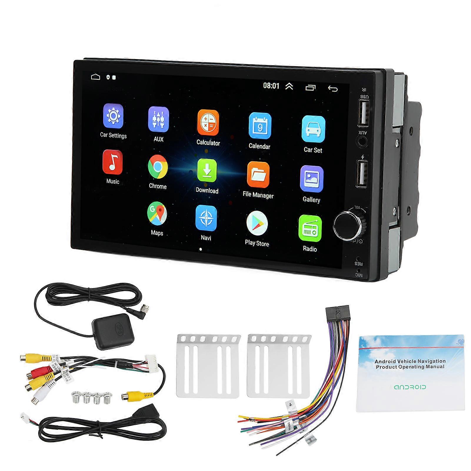7in Touch Screen Car Stereo Multimedia Receiver Bluetooth GPS Navigation with Reverse Image for Android 10.1