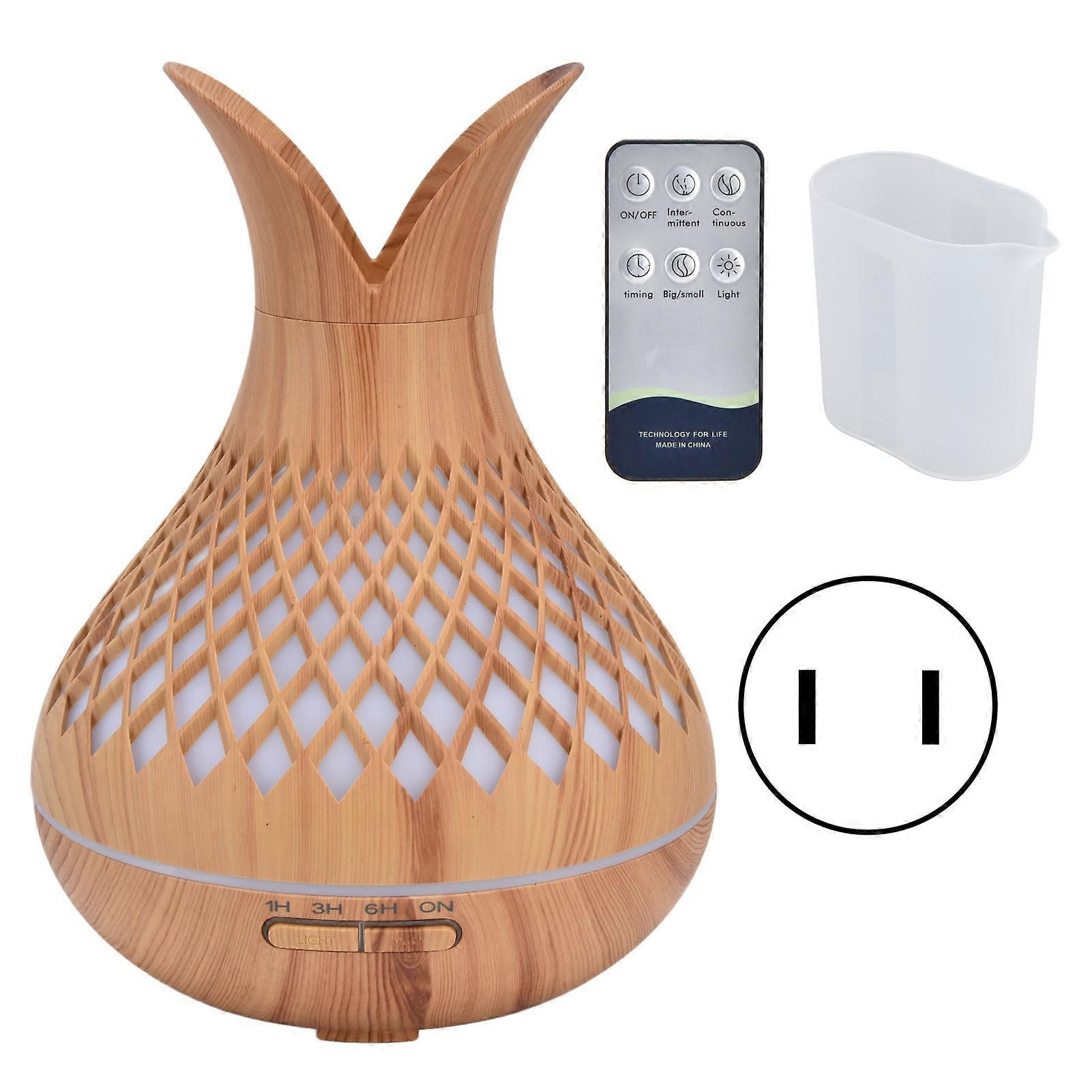 Essential Oil Diffuser Automatic Shut Off Low Noise 7 Lights Remote Control Wooden Humidifier for Home Office 100‑240V