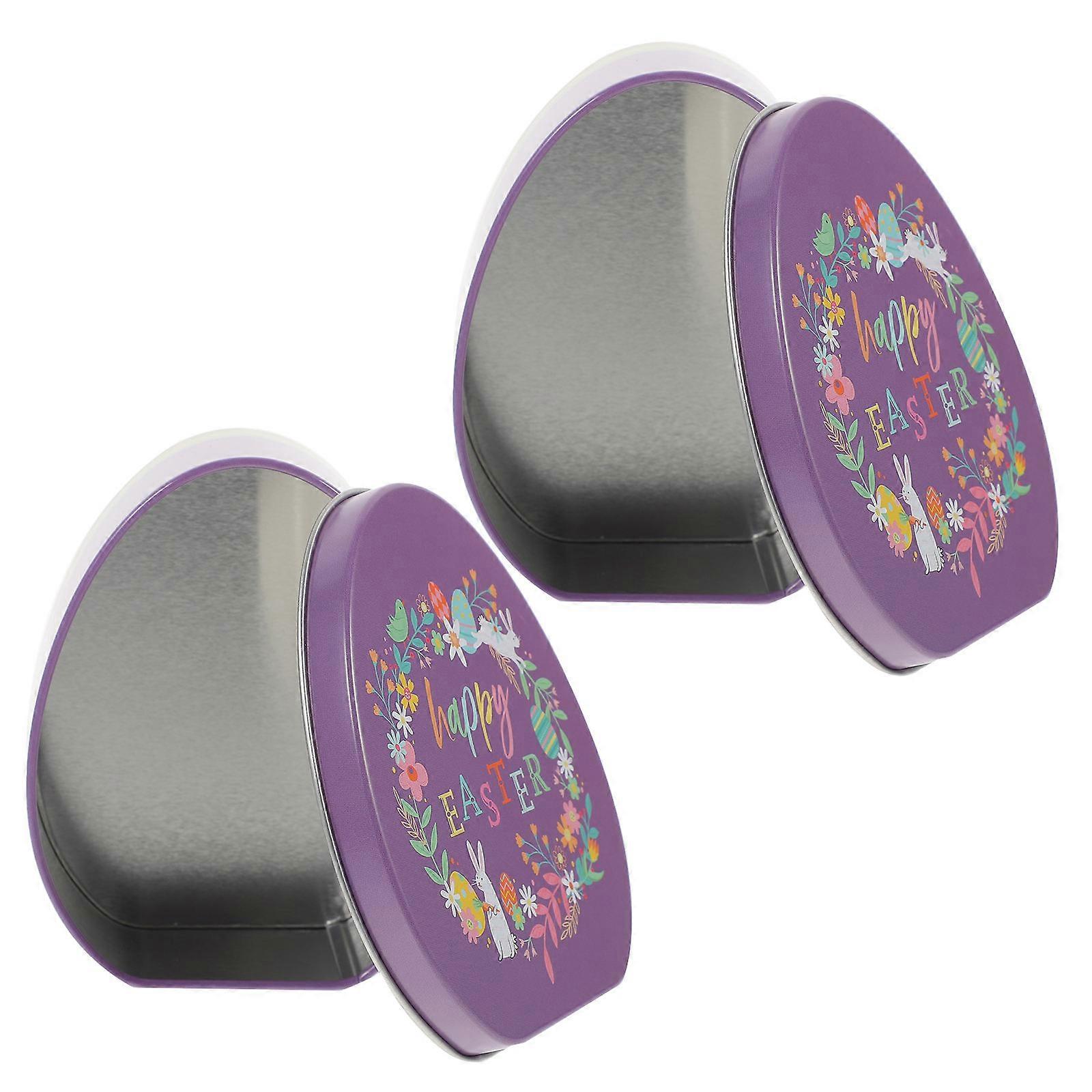 Storage Tins With Lids Iron Material Small Tinplate Container present Box Easter Decoration 2Pcs