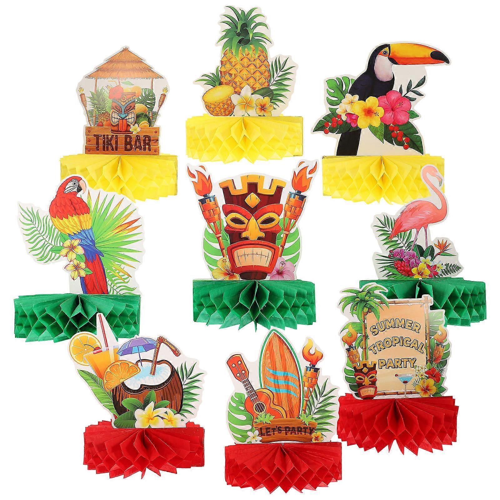 Tropical Decorations Hawaiian Honeycomb Centerpieces Photo Props Summer Event Birthday Party 7.86X5.89X5.89in 9Pcs