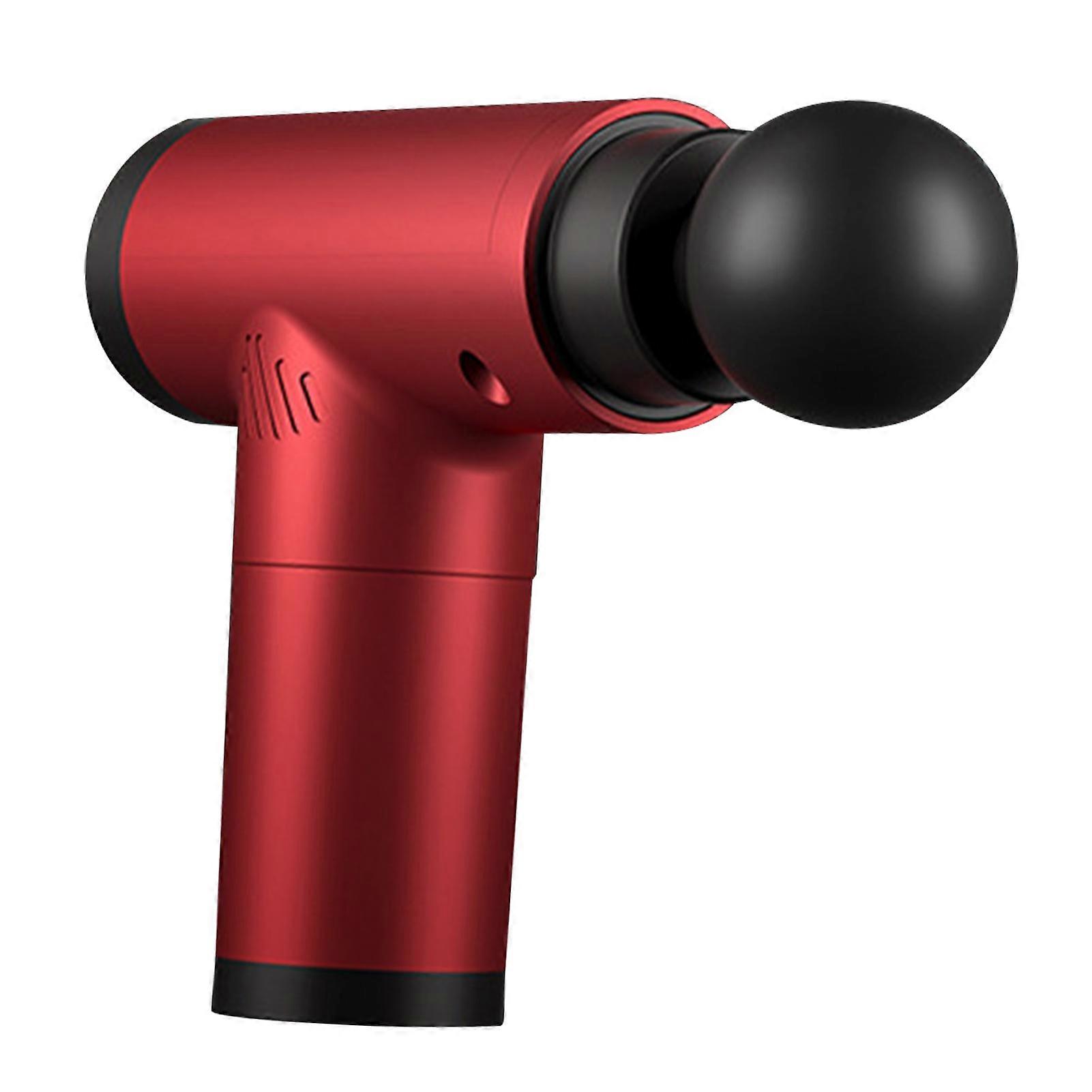 Deep Tissue Massager Mini 6 Gear Rechargeable 1500mAh High Frequency Muscle Massager with 4 Massage Heads Red