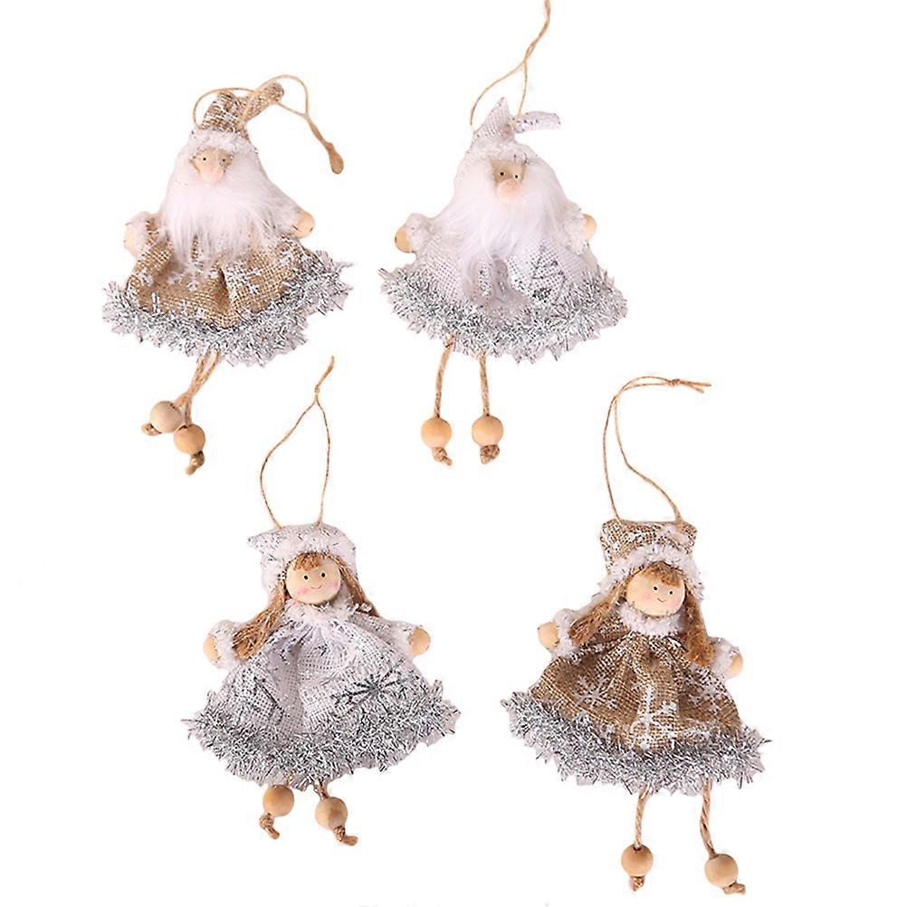 Mini díszek karácsonyi stílusú Mikulás alakú fa 4db ünnepi dekoráció