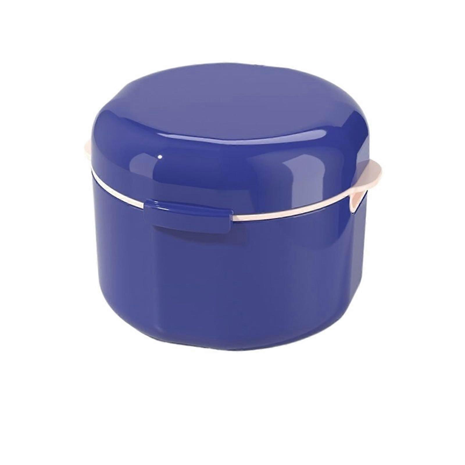 General Orthodontic Case with Lid Cleaning Storage, PP Tooth Rescue Box with Drainage Basket Large Capacity Denture Case Coffee (Blue)